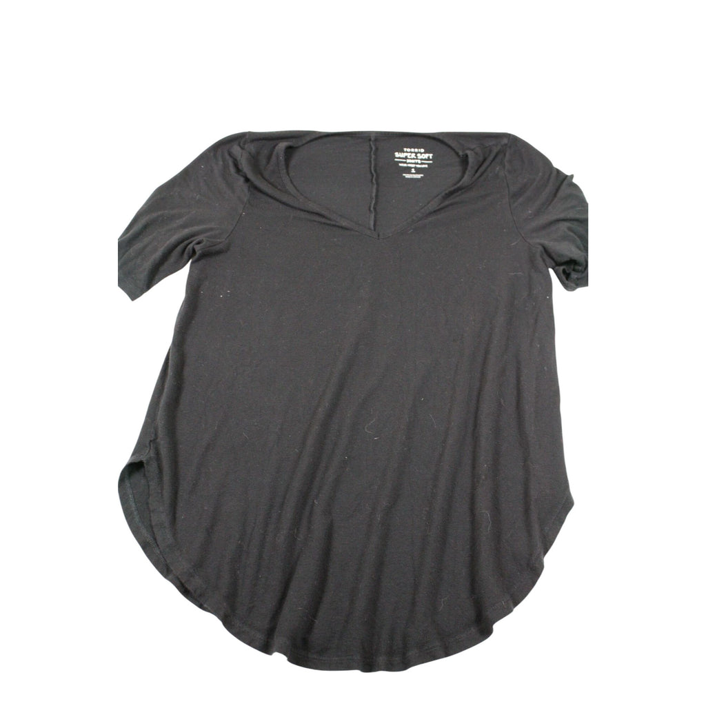 Torrid Super Soft Black Knit Short Sleeve V-Neck Womens Shirt Size 1