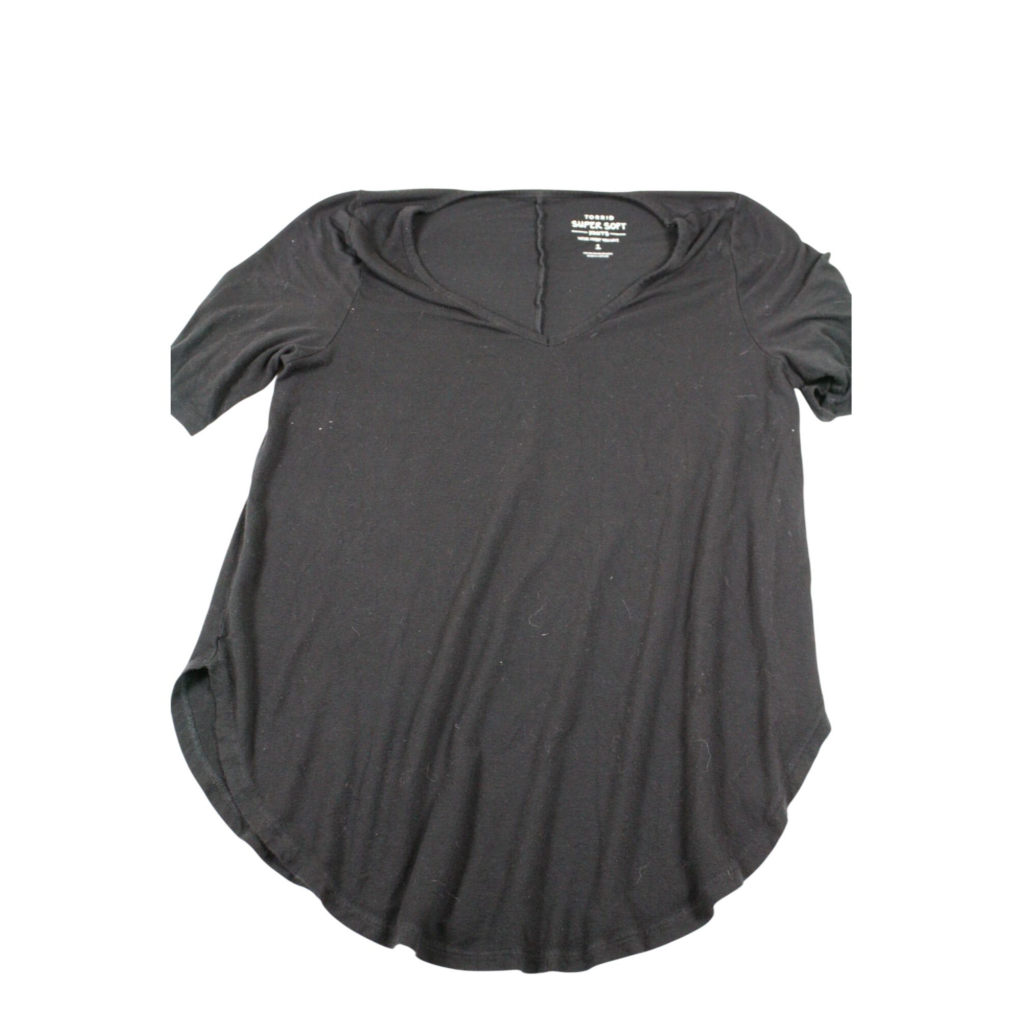 Torrid Super Soft Black Knit Short Sleeve V-Neck Womens Shirt Size 1