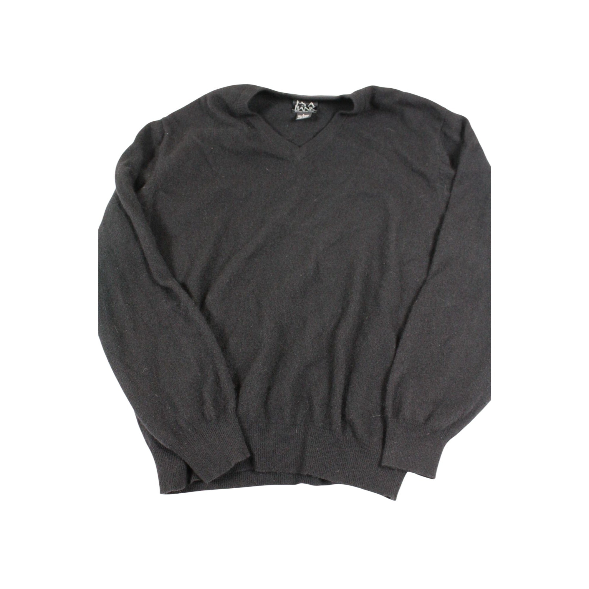 Jos A Bank Black 100% Cashmere V-Neck Sweater Large Mens