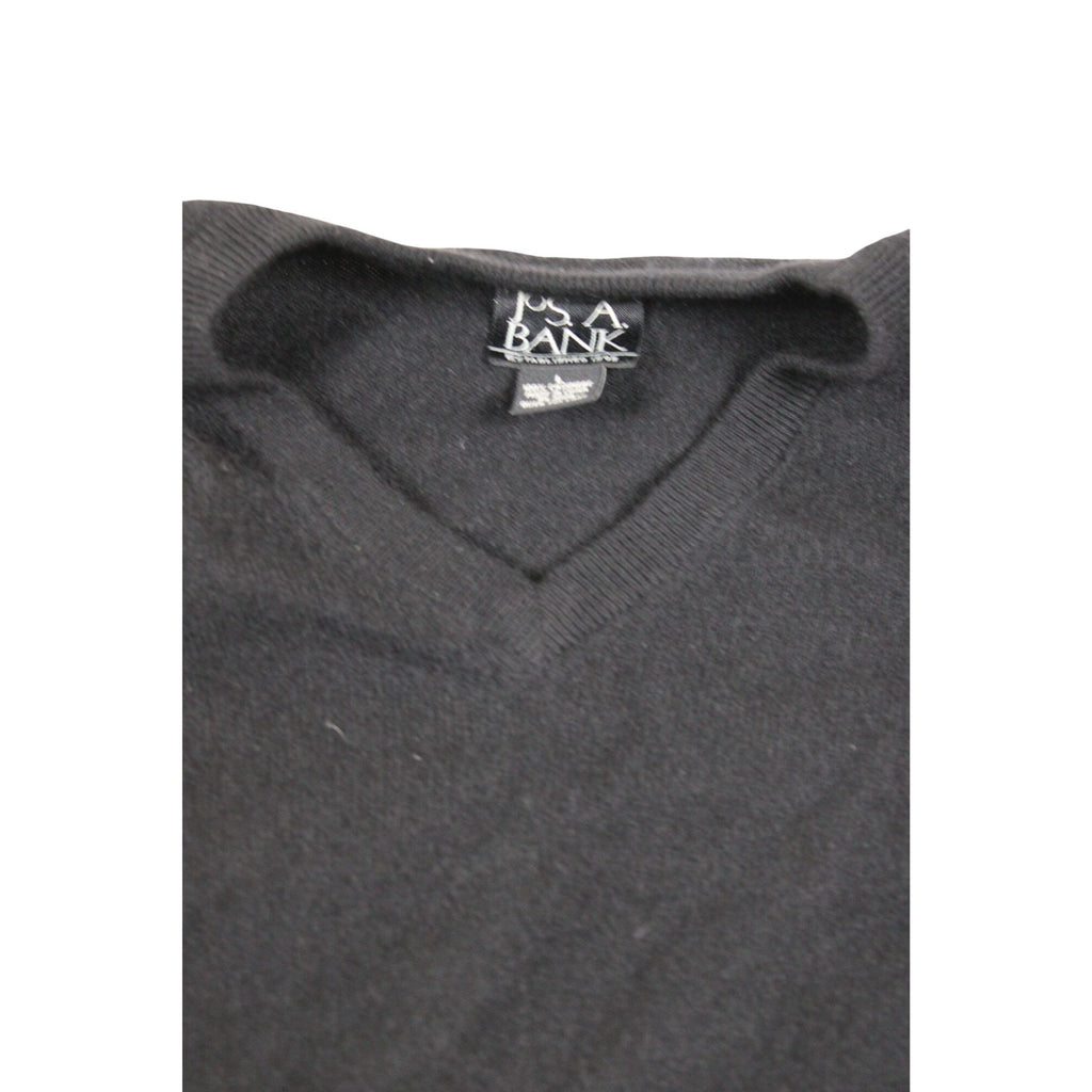 Jos A Bank Black 100% Cashmere V-Neck Sweater Large Mens