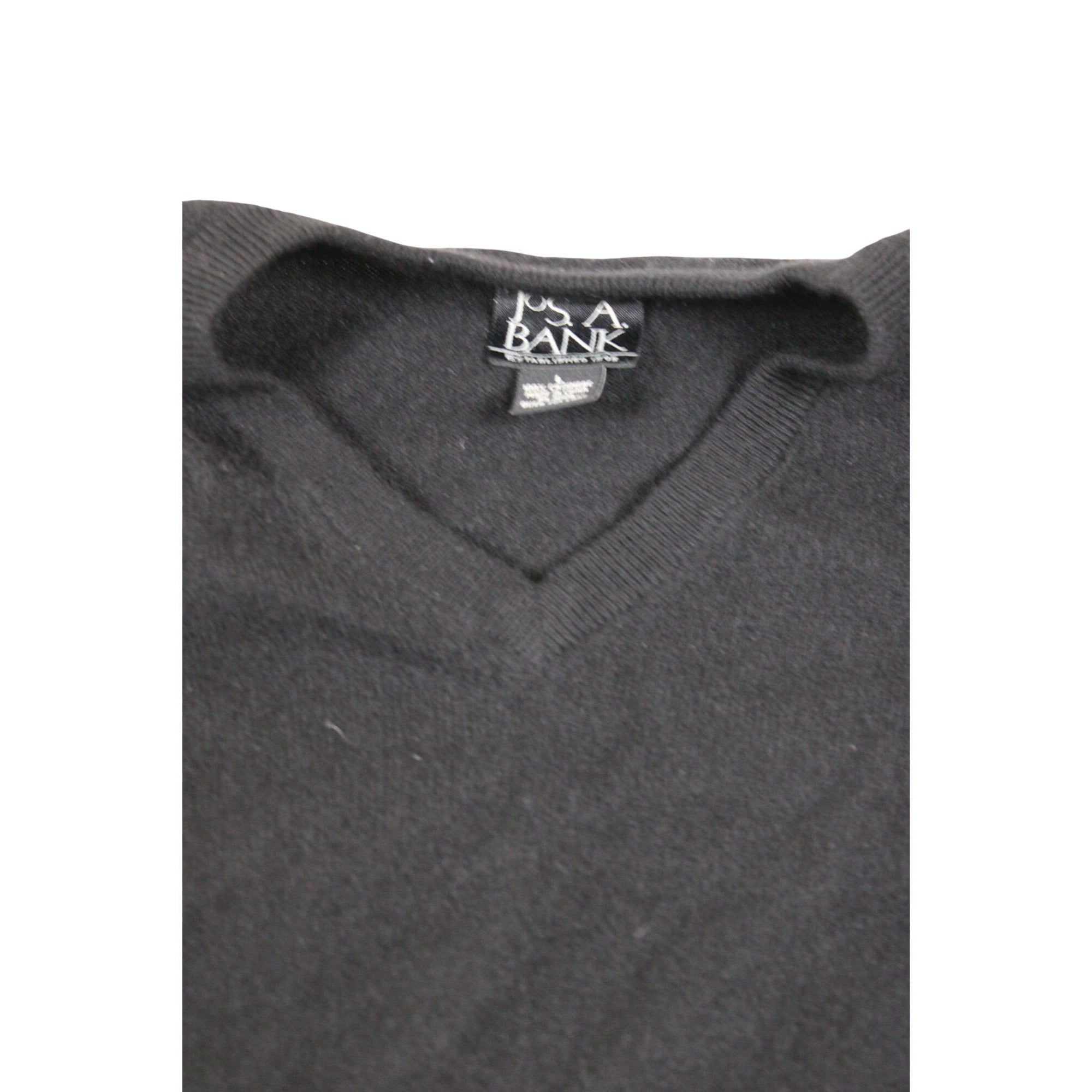 Jos A Bank Black 100% Cashmere V-Neck Sweater Large Mens