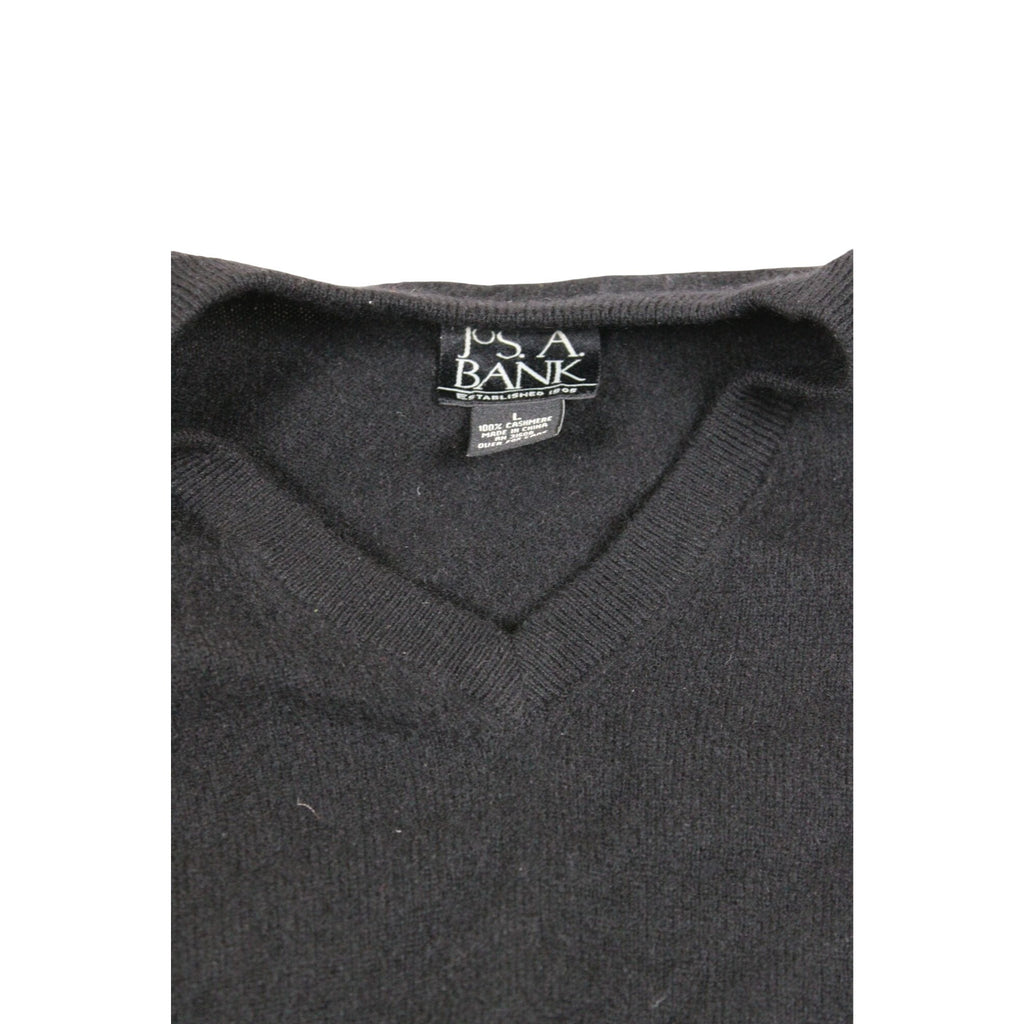 Jos A Bank Black 100% Cashmere V-Neck Sweater Large Mens