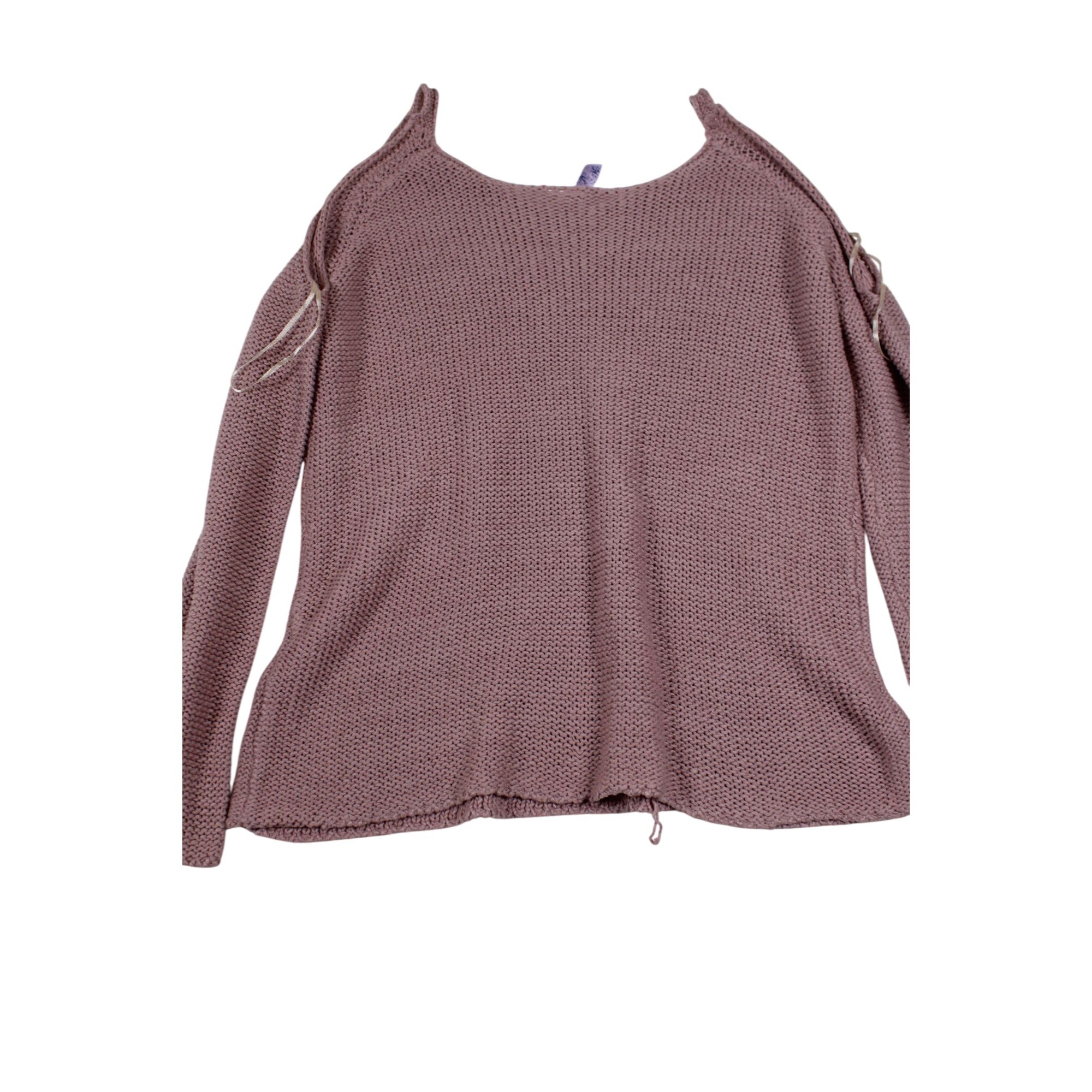 Cold Shoulder Mauve Knit Sweater Medium Womens