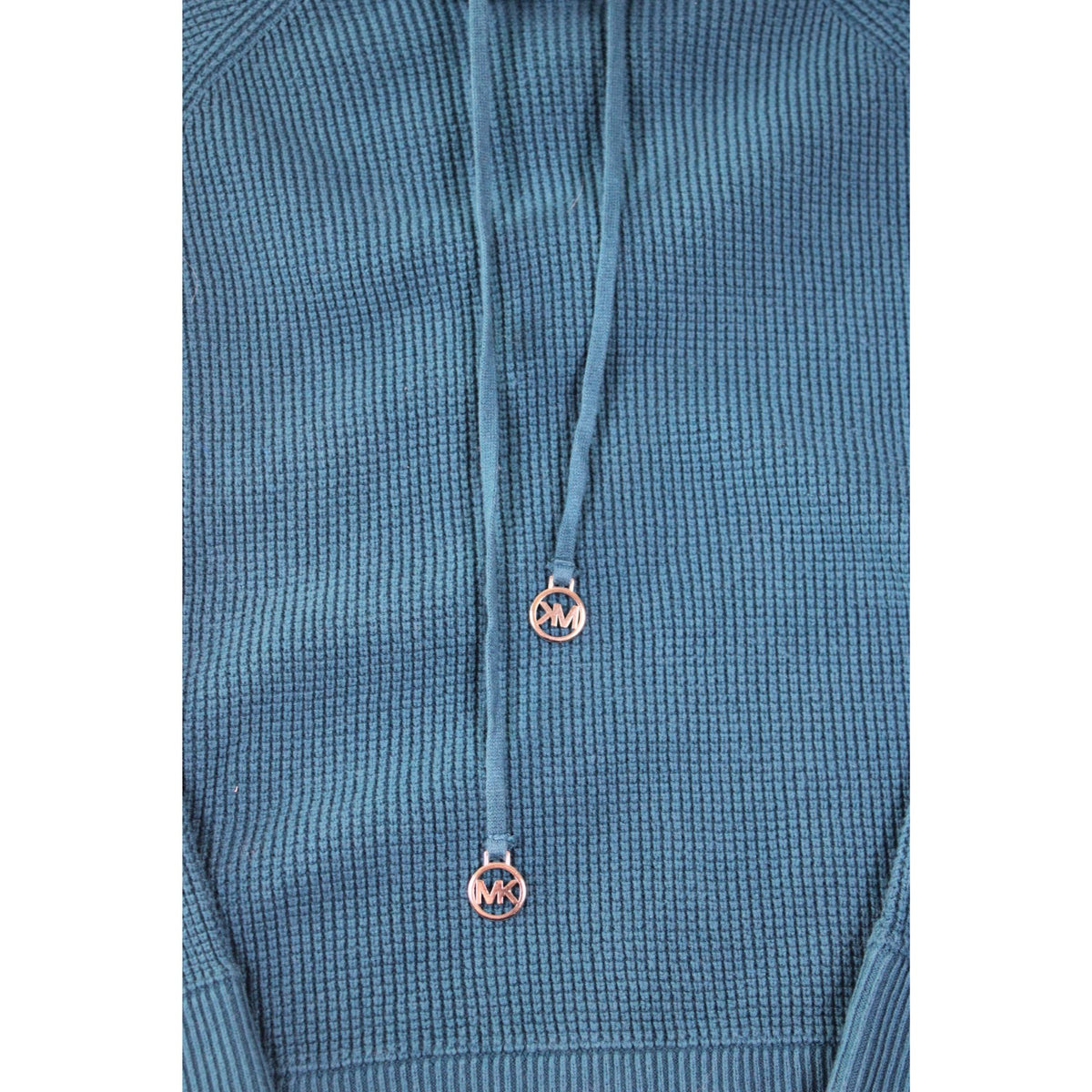 Michael Michael Kors Womens Blue Knit Hooded Sweater With MK Accents Size M