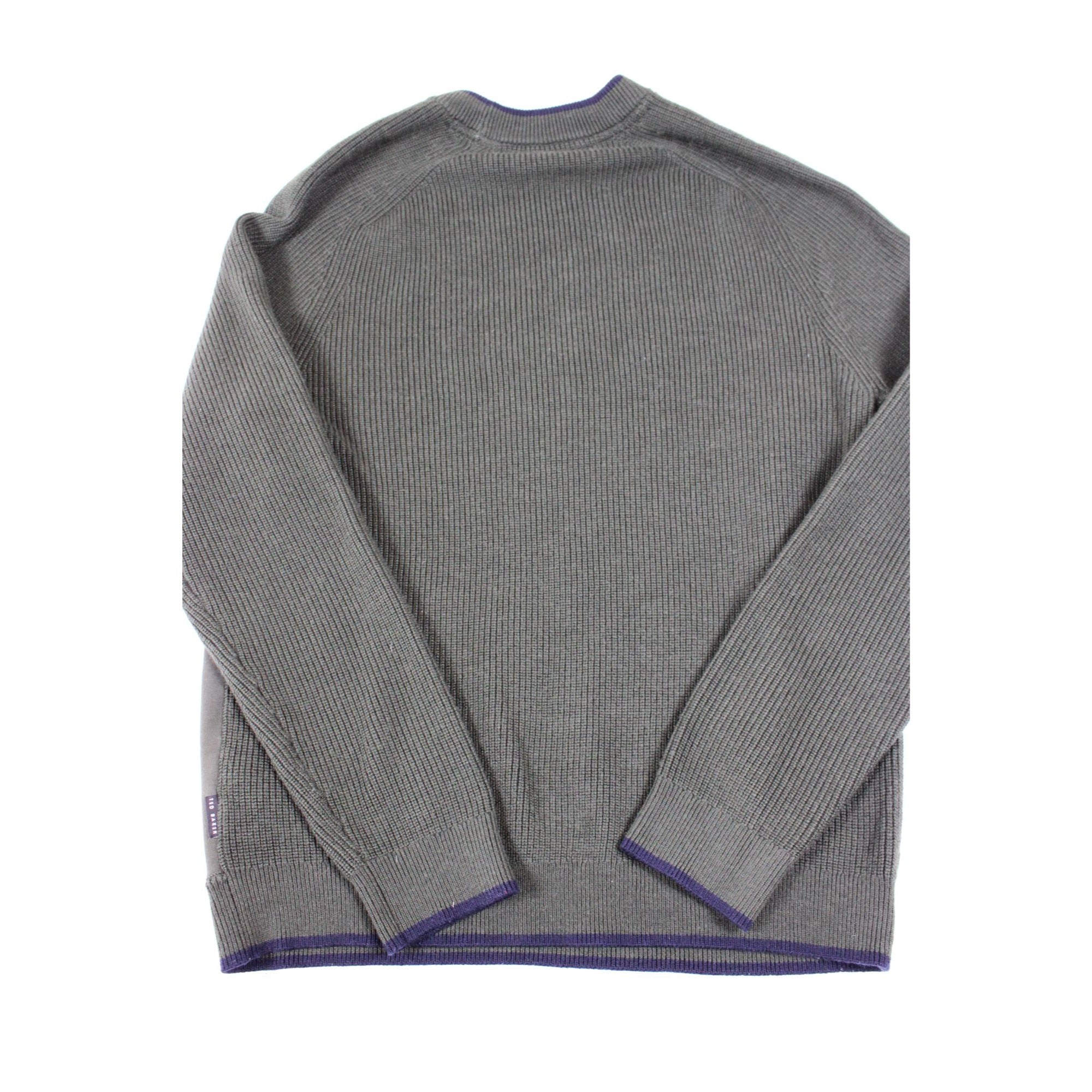 Ted Baker London Mens Reversible Crewneck Knit Sweater Olive & Grey Size 3(M)