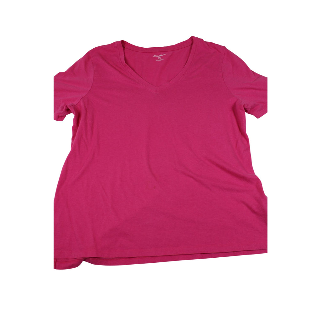 Eddie Bauer Womens Pink V-Neck T-Shirt XXL Soft Cotton Short Sleeve Casual
