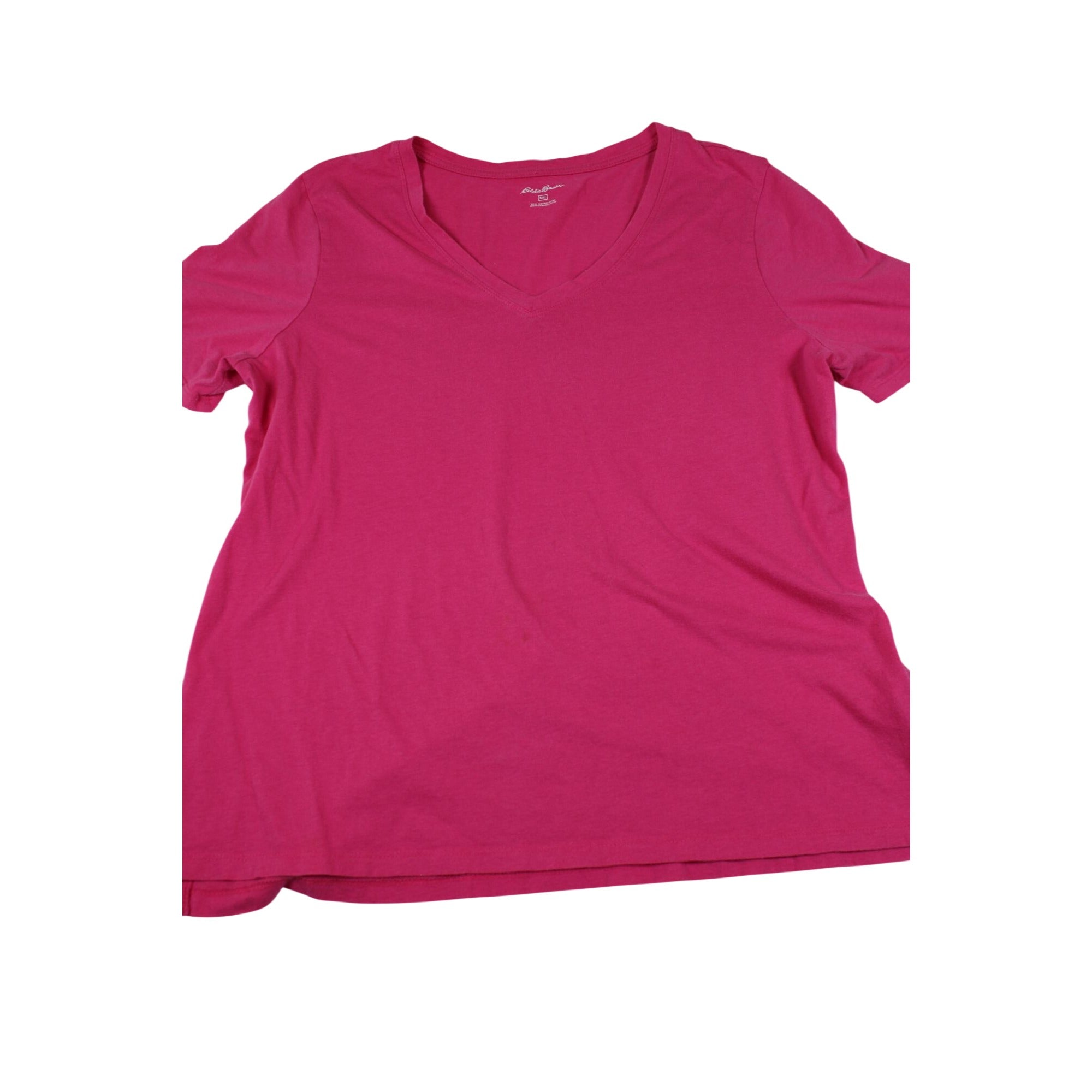 Eddie Bauer Womens Pink V-Neck T-Shirt XXL Soft Cotton Short Sleeve Casual