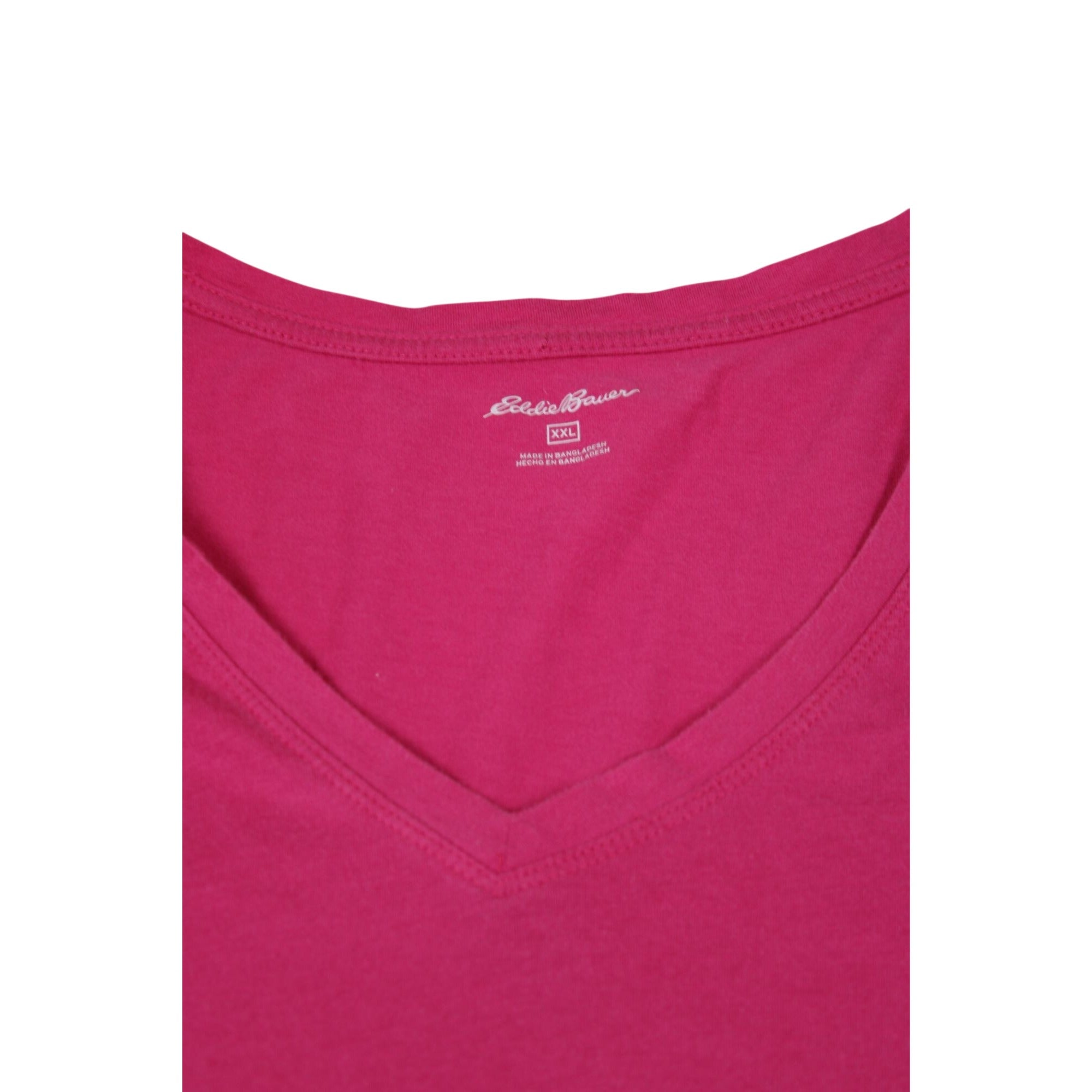 Eddie Bauer Womens Pink V-Neck T-Shirt XXL Soft Cotton Short Sleeve Casual