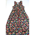 R.J. Stevens Festive Holiday Maxi Dress Ornament Print Red Bow Accents Sleeveless