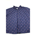 Mens Navy Flamingo Print Button-Up Shirt 4XL