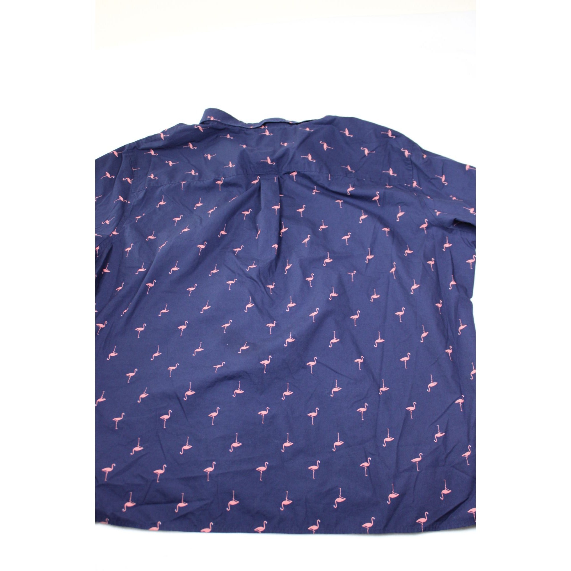 Mens Navy Flamingo Print Button-Up Shirt 4XL