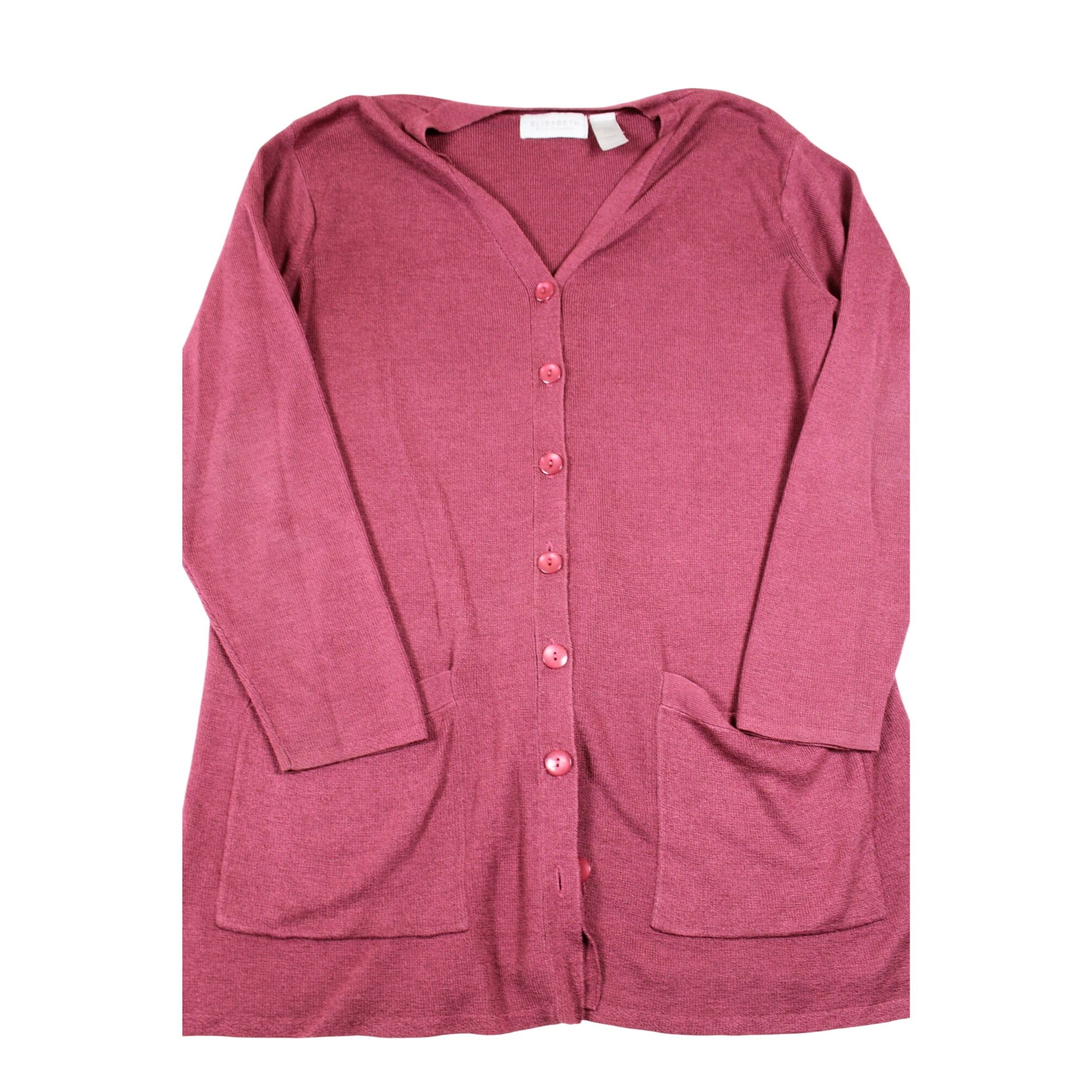 Elisabeth By Liz Claiborne Womens Burgundy Button Down Cardigan Sweater 1X