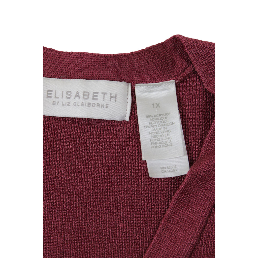 Elisabeth By Liz Claiborne Womens Burgundy Button Down Cardigan Sweater 1X