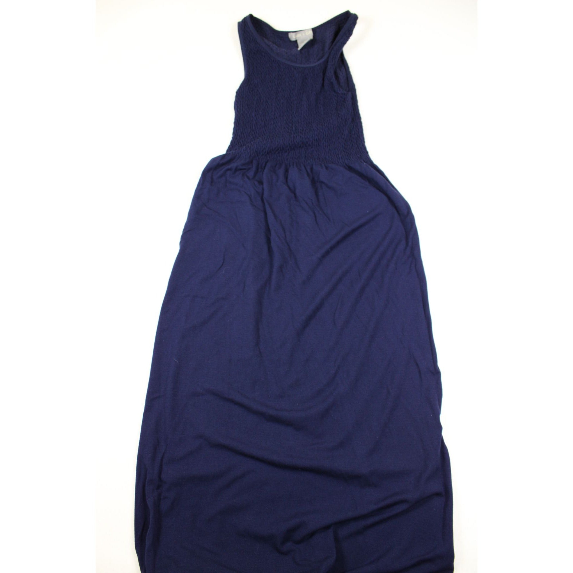Lark + Grey Navy Sleeveless Maxi Dress S/M Smocked Bodice