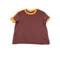 Zara Brown & Mustard Ringer T-Shirt Size L