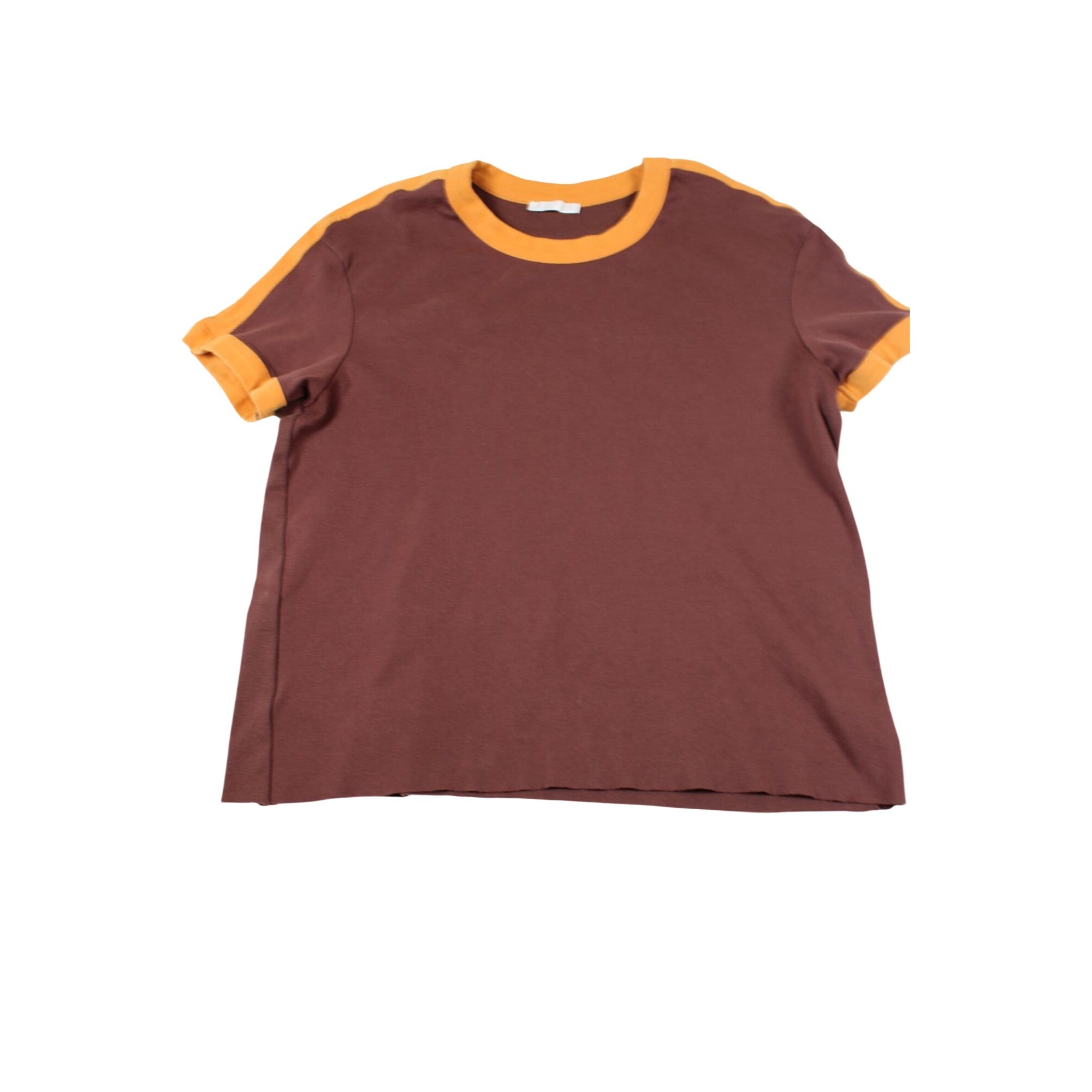 Zara Brown & Mustard Ringer T-Shirt Size L