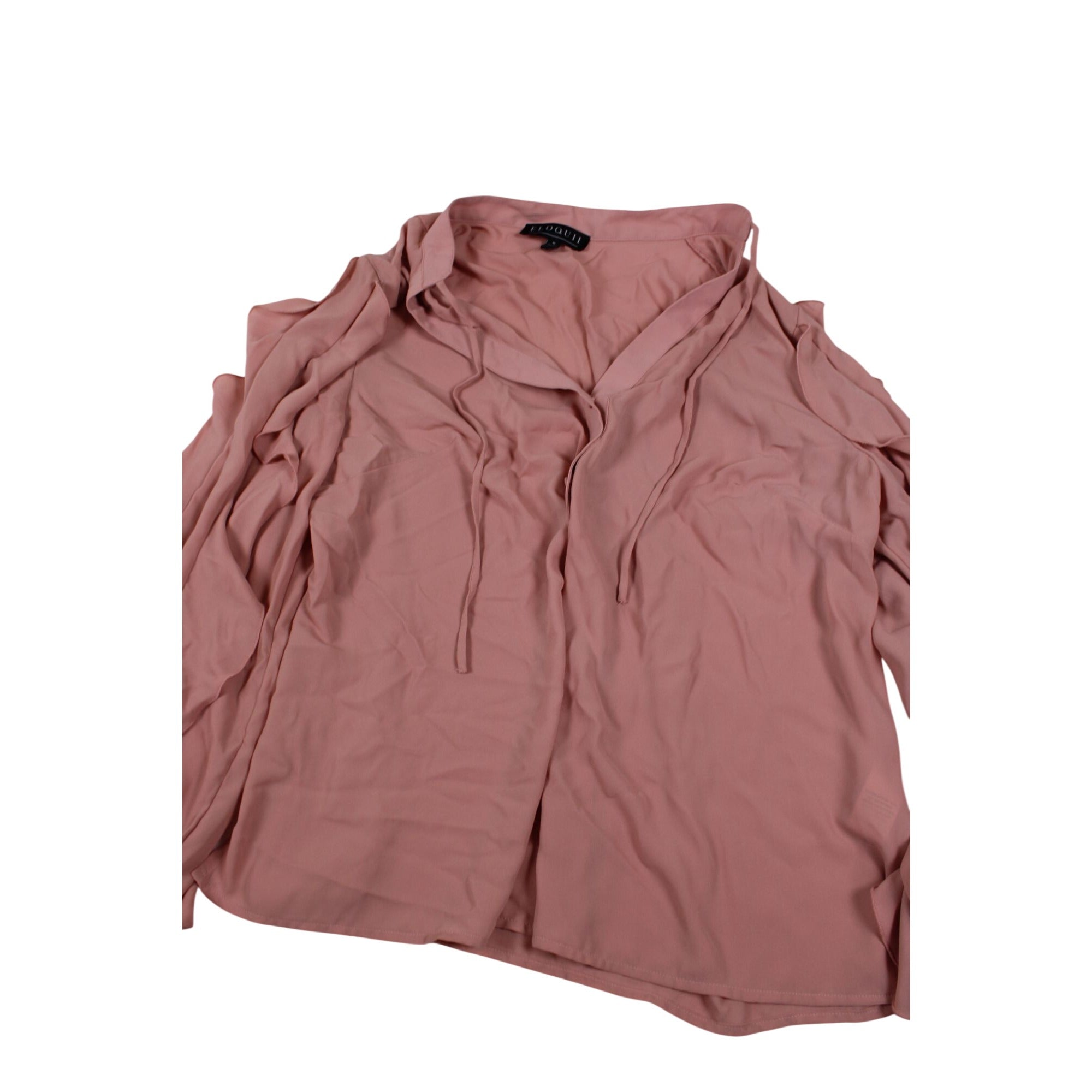 Eloquii Plus Size 16 Pink Flutter Sleeve Blouse With Tie Neck Detail