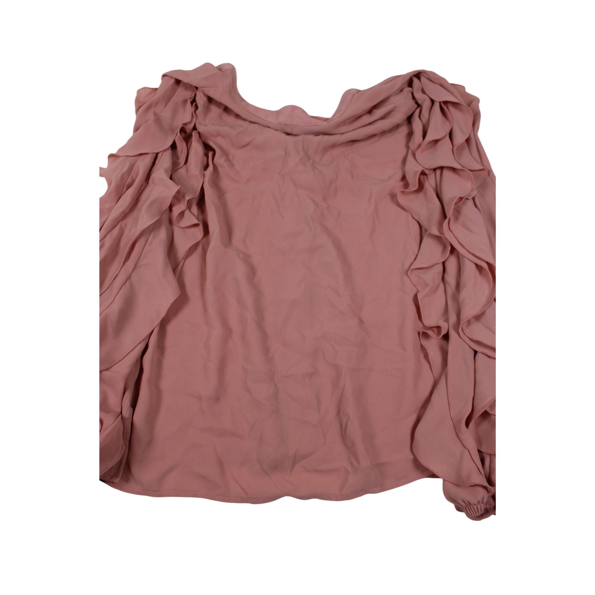 Eloquii Plus Size 16 Pink Flutter Sleeve Blouse With Tie Neck Detail