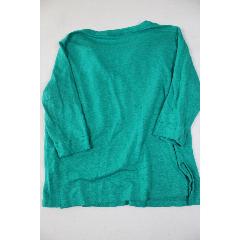 Chicos Embroidered Green Tunic Top With 3/4 Sleeves Size L