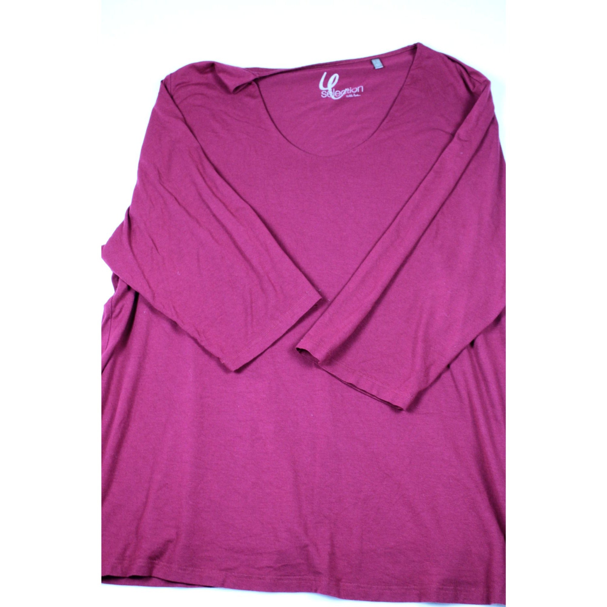 Plus Size Womens Burgundy Long-Sleeve Top By U Selection Size 24/26