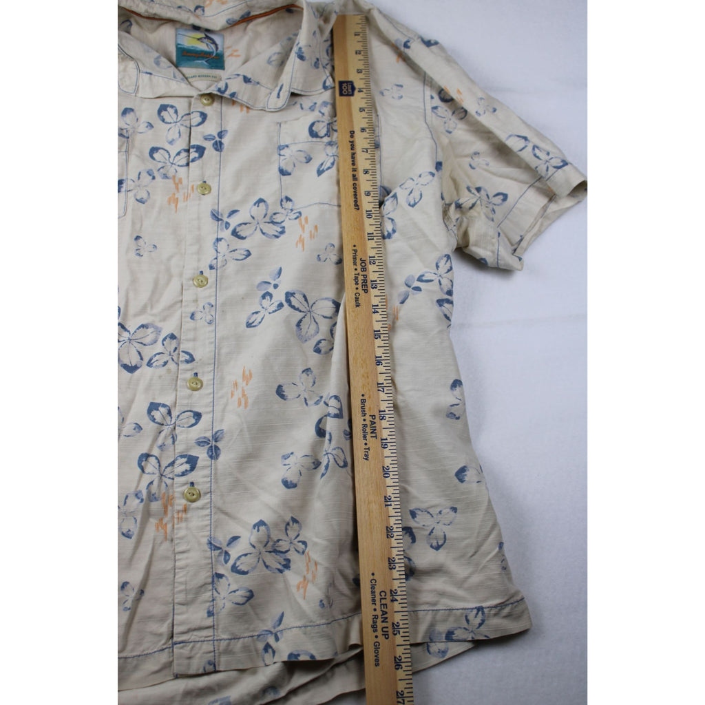 Tommy Bahama Island Modern Fit Button Up Camp Shirt White Blue Floral Resort Vacation Men’s