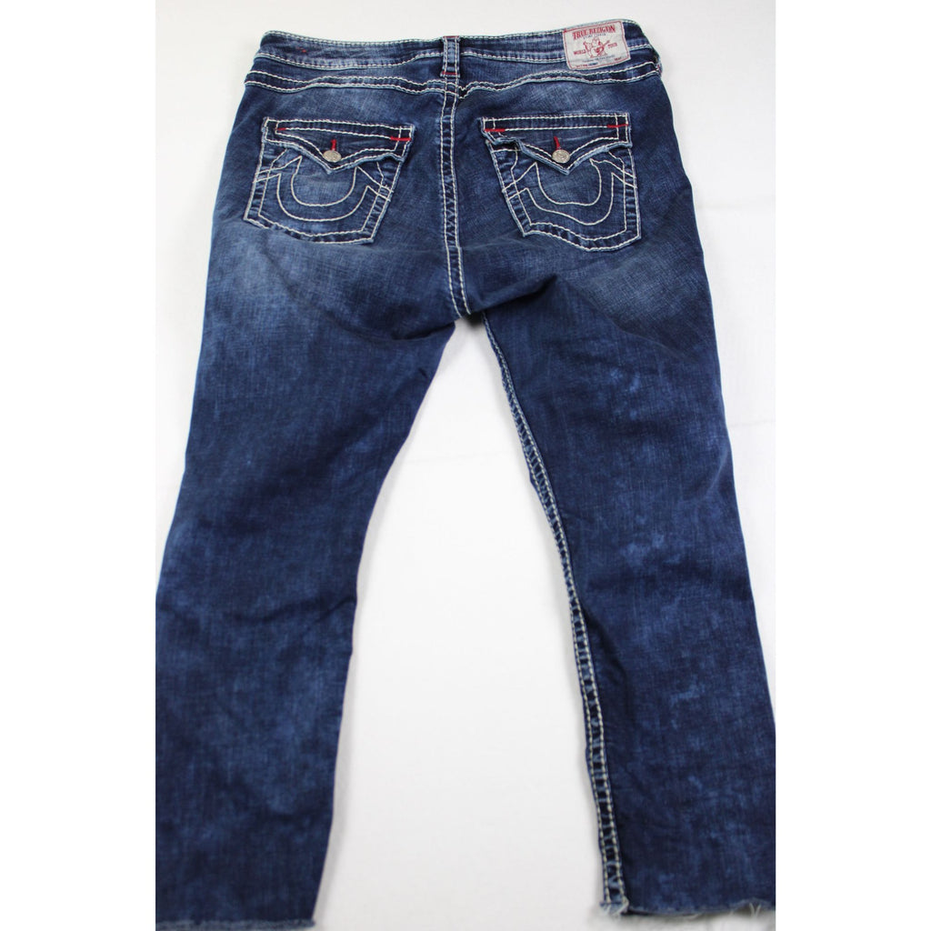 True Religion Super T Big Stitch Jeans Dark Wash Men’s Size 38 Contrast Stitching Y2K Denim