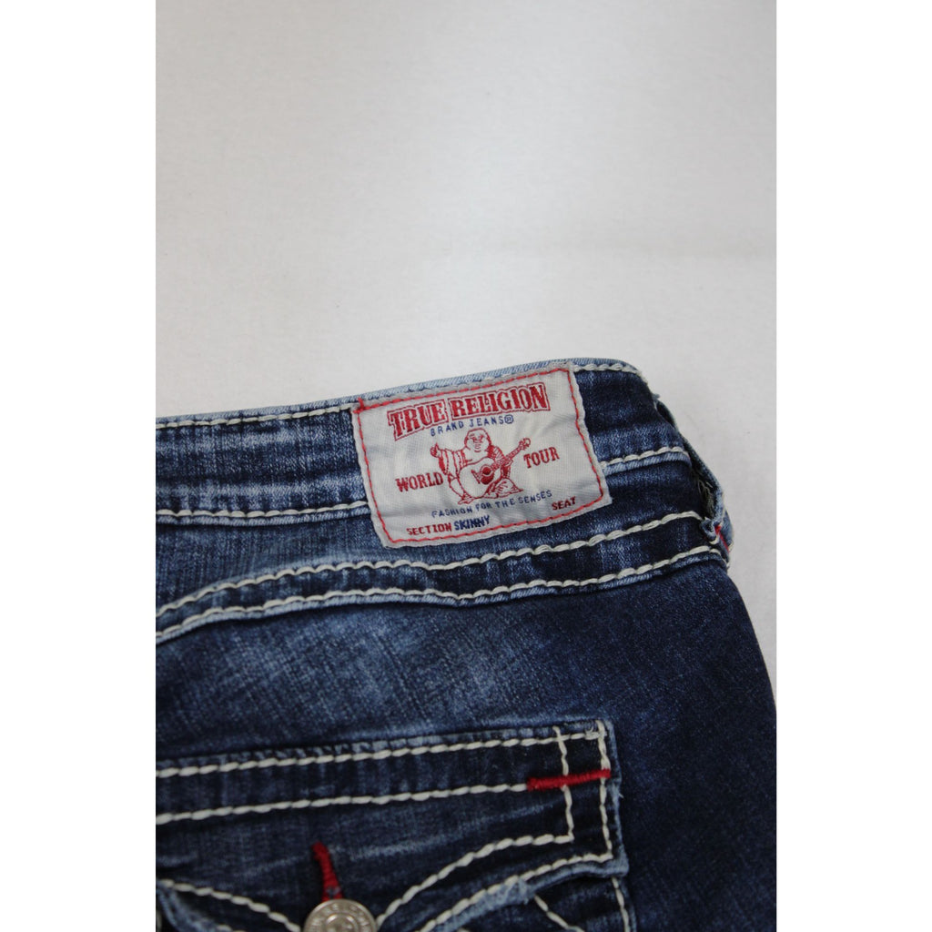 True Religion Super T Big Stitch Jeans Dark Wash Men’s Size 38 Contrast Stitching Y2K Denim