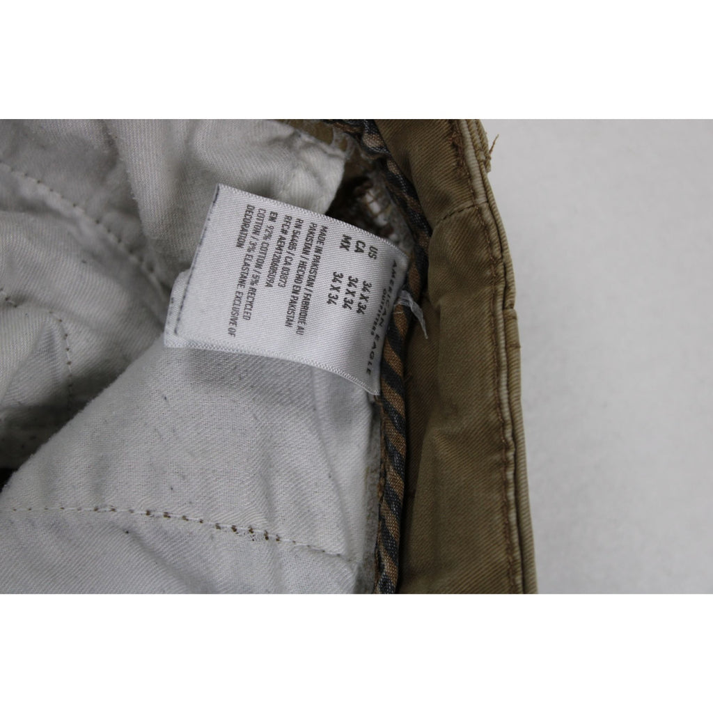 American Eagle Mens Slim Fit Khaki Pants 34x34 Cotton Blend Casual Wear