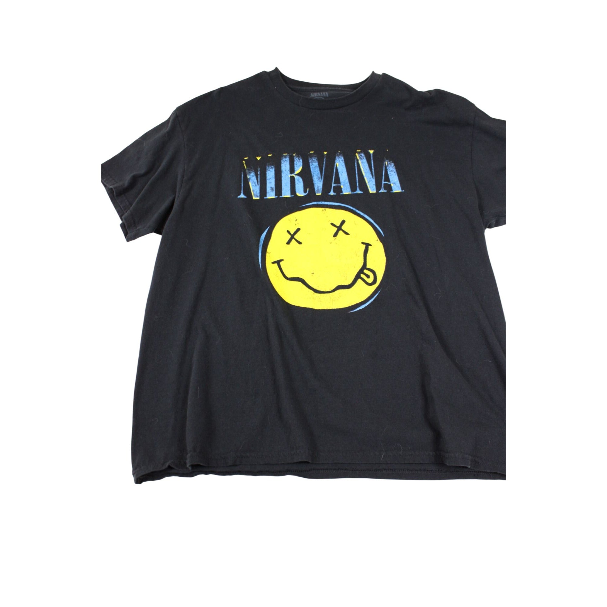Nirvana Smiley Face Graphic Band Tee Black XL