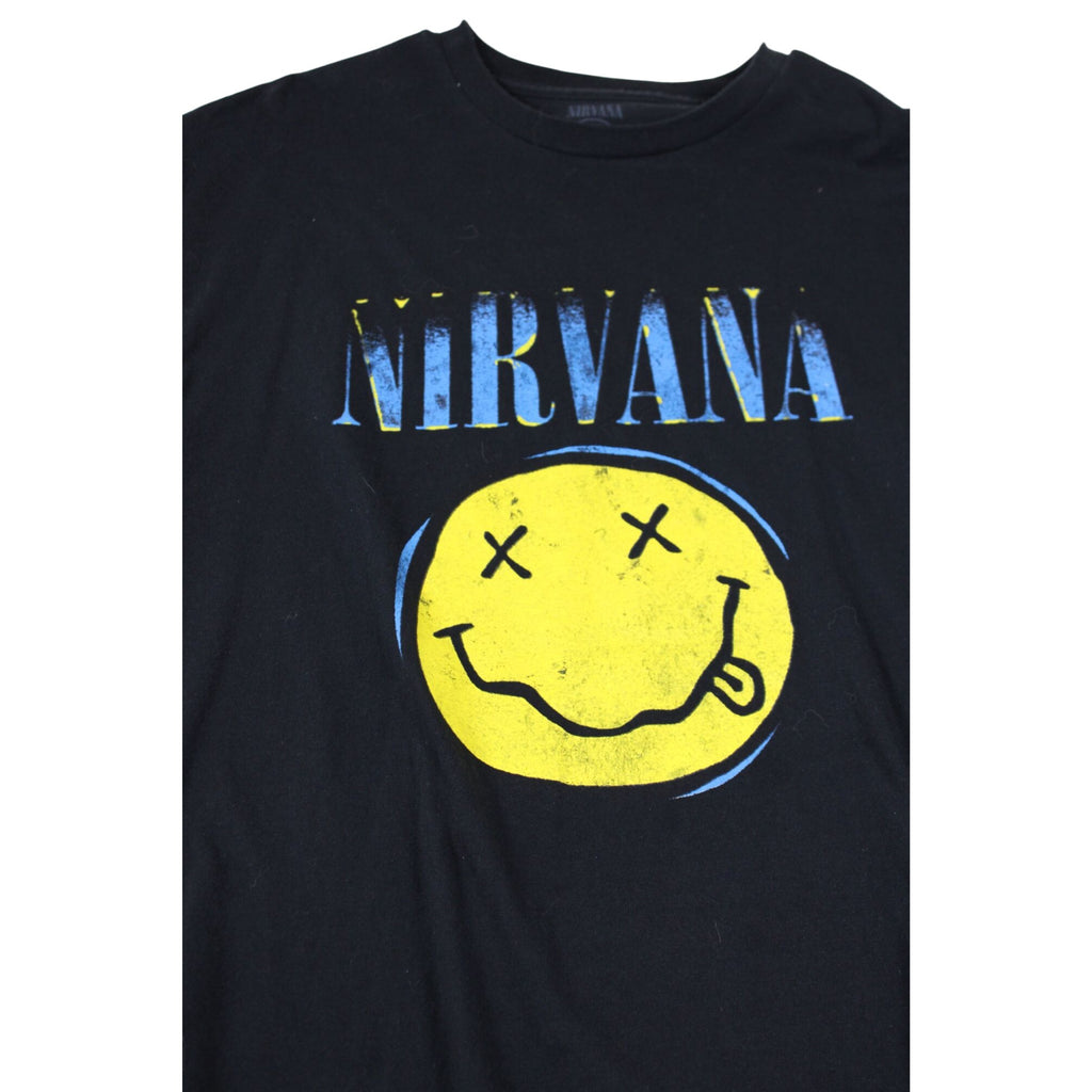 Nirvana Smiley Face Graphic Band Tee Black XL