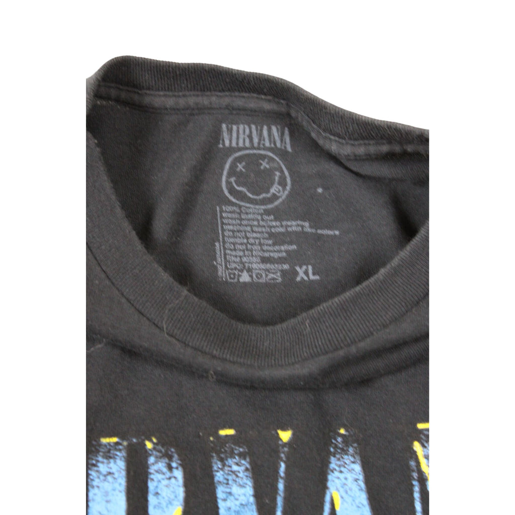 Nirvana Smiley Face Graphic Band Tee Black XL