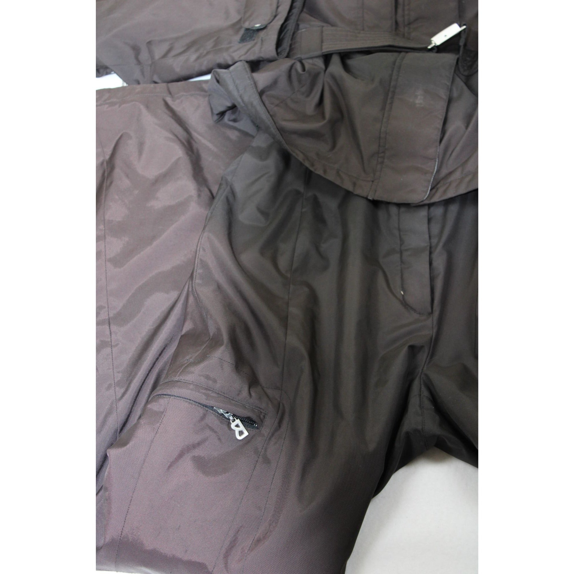 Vintage Bogner Sport Ski Jacket | Brown & Black Colorblock | Women's Long 8 | Belted Waist, Removable Hood