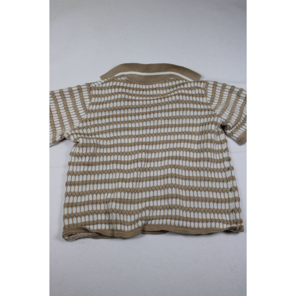SABO Skirt Tan Cream Textured Knit Top Checkered Pointelle Australian Brand Size S US 4
