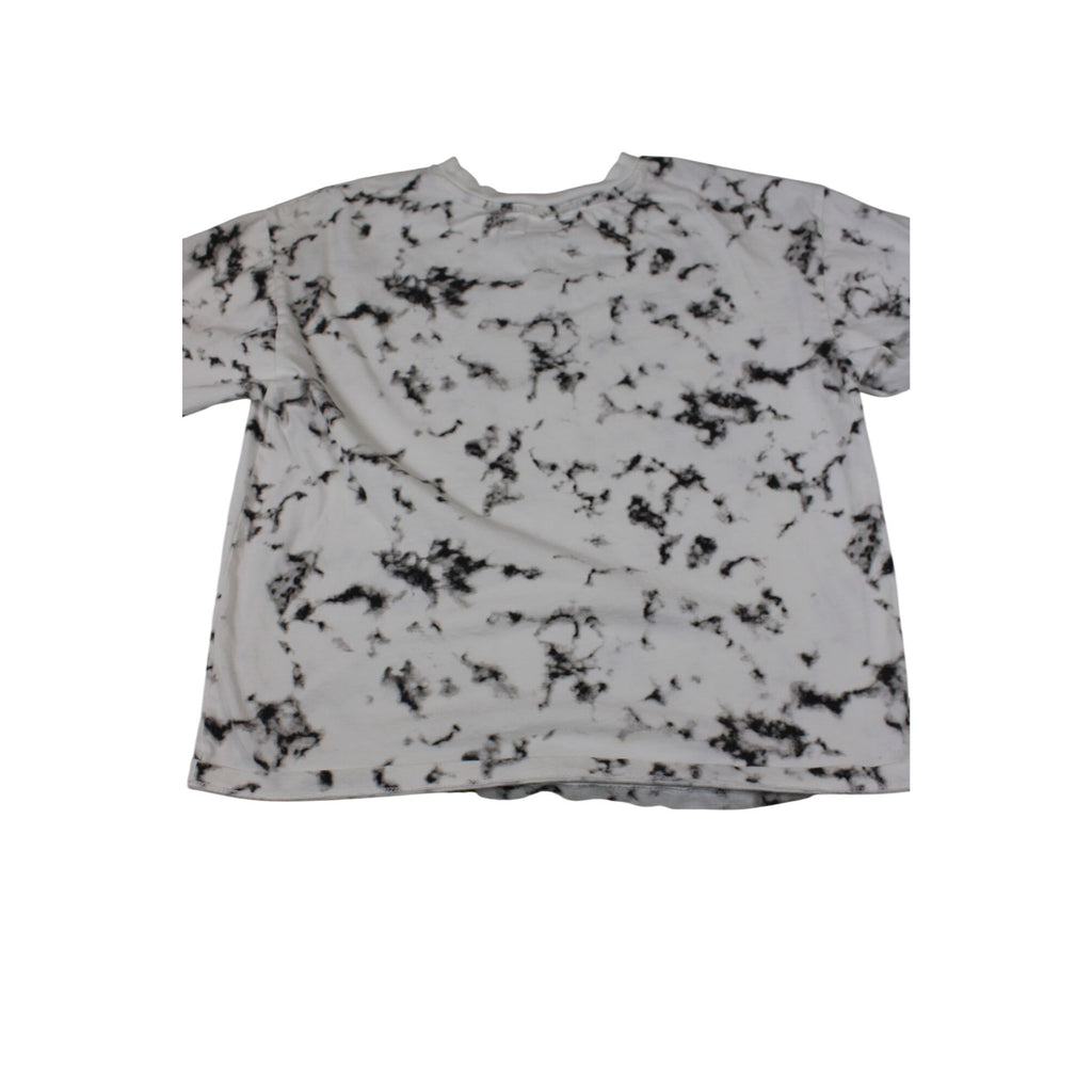 Zara Youth White & Black Marble Tie-Dye Graphic T-Shirt 13/14 Years