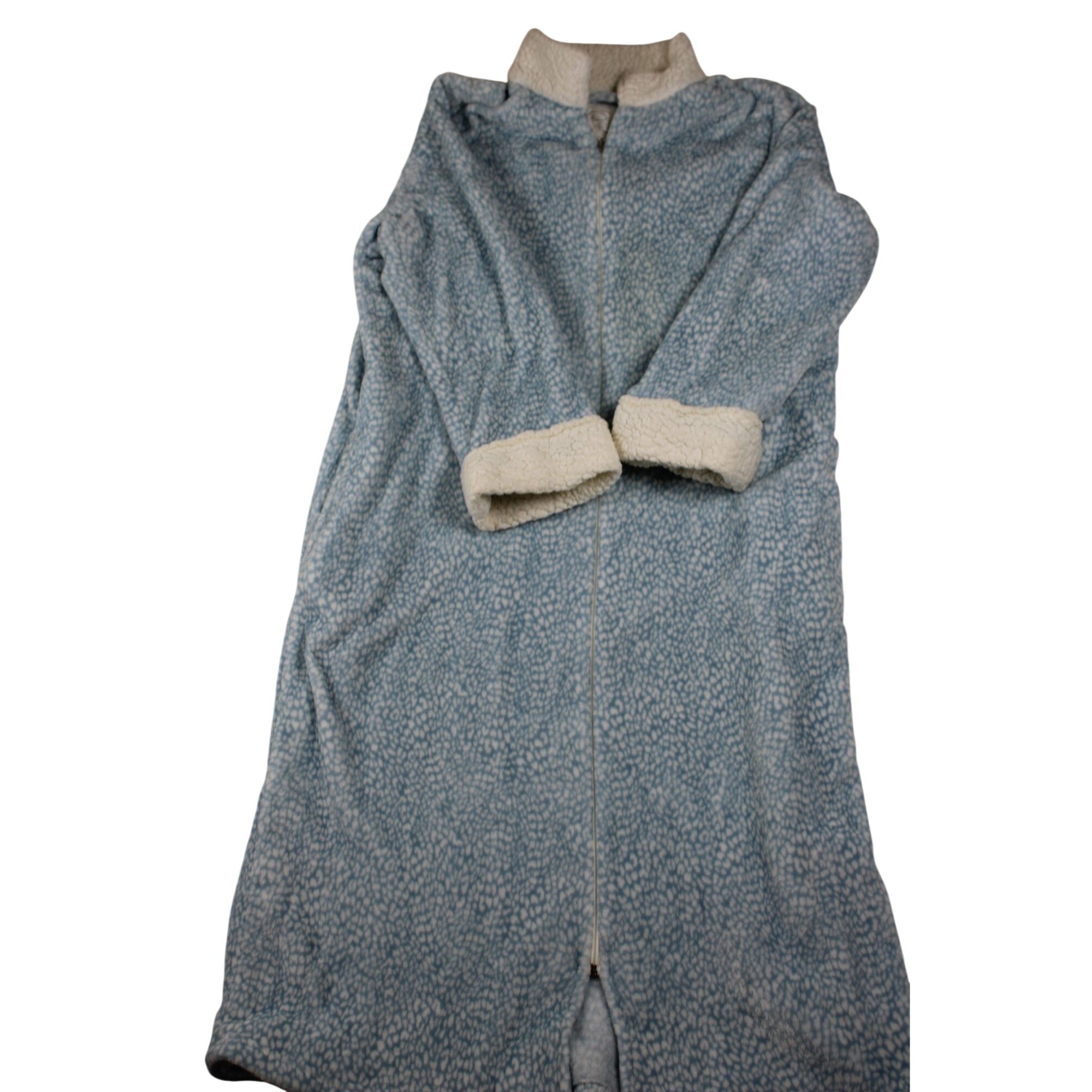 Oscar De La Renta Blue Sherpa Lined Long Robe L/XL