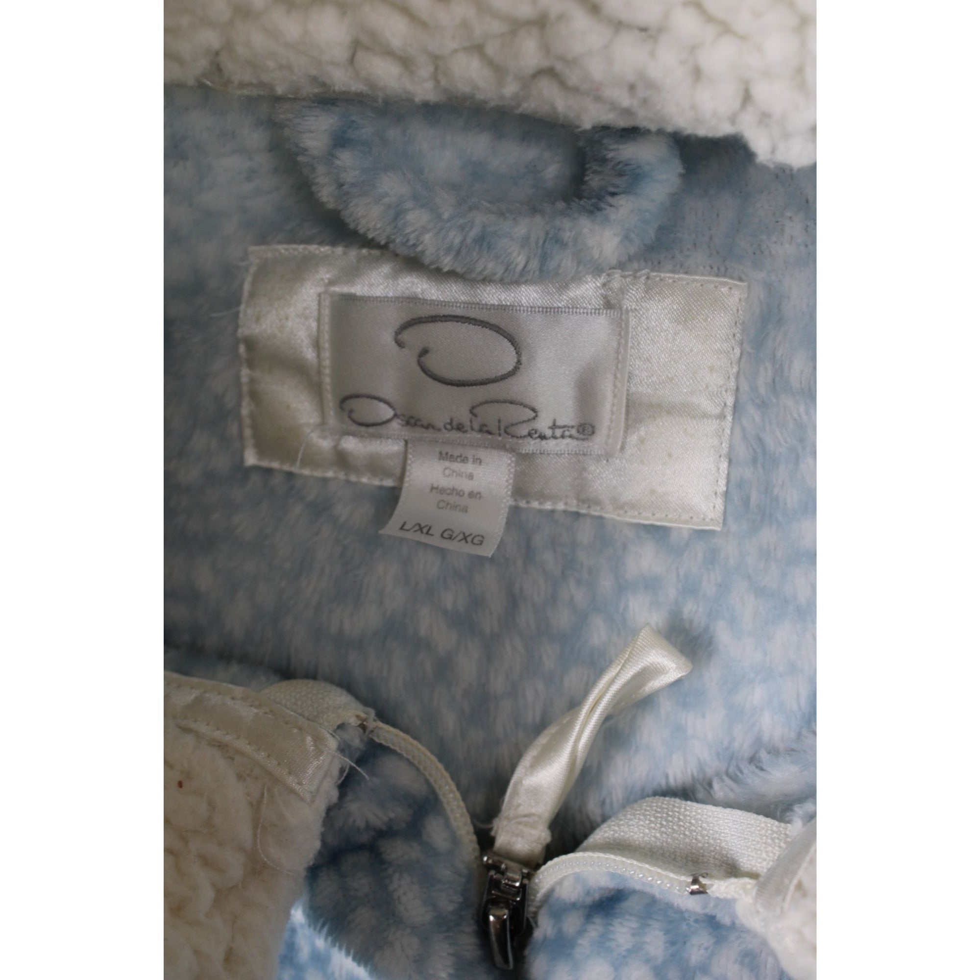 Oscar De La Renta Blue Sherpa Lined Long Robe L/XL