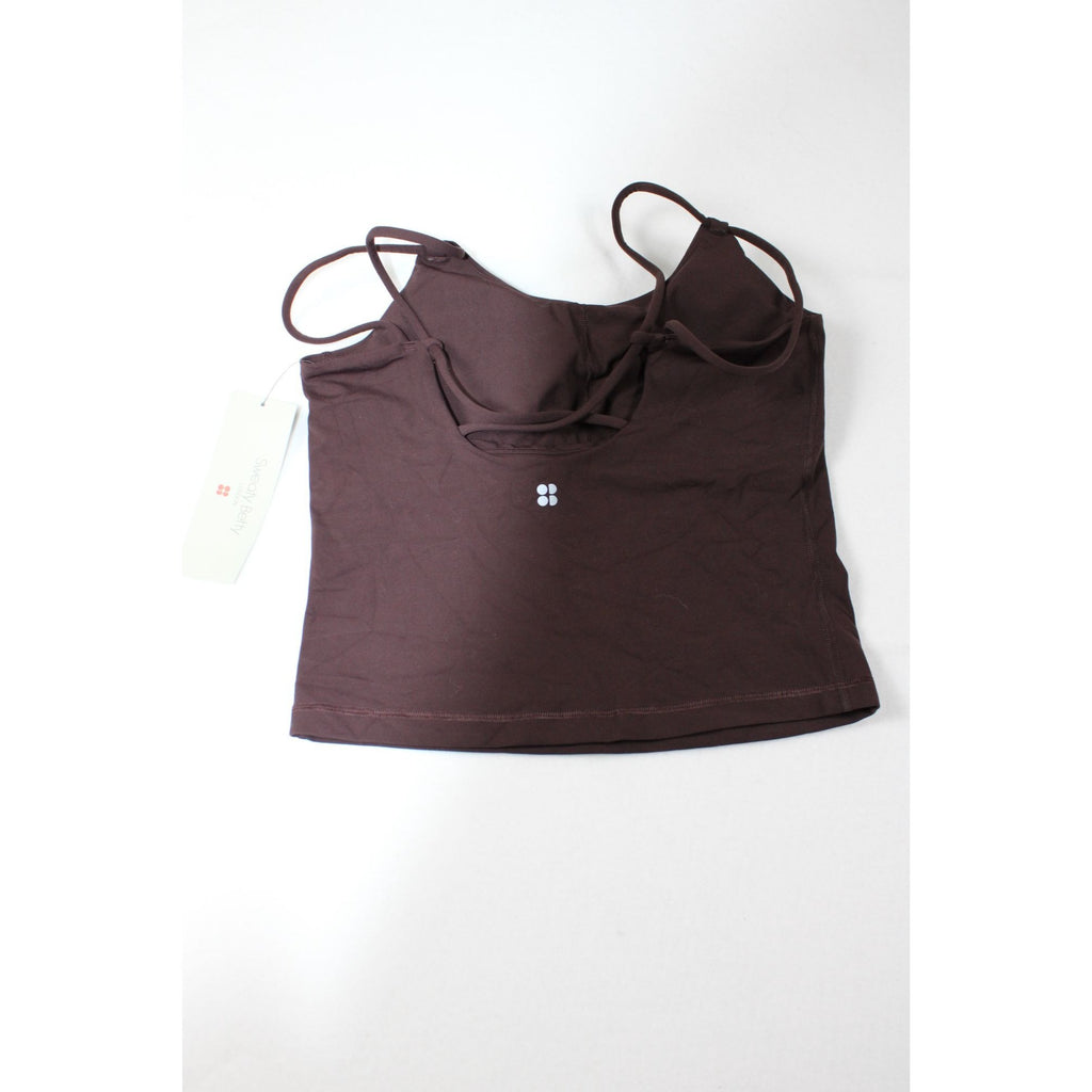 Sweaty Betty Ultimate Studio Strappy Tank Top XS Sable Brown Sweat-Wicking Inner Bra Shelf