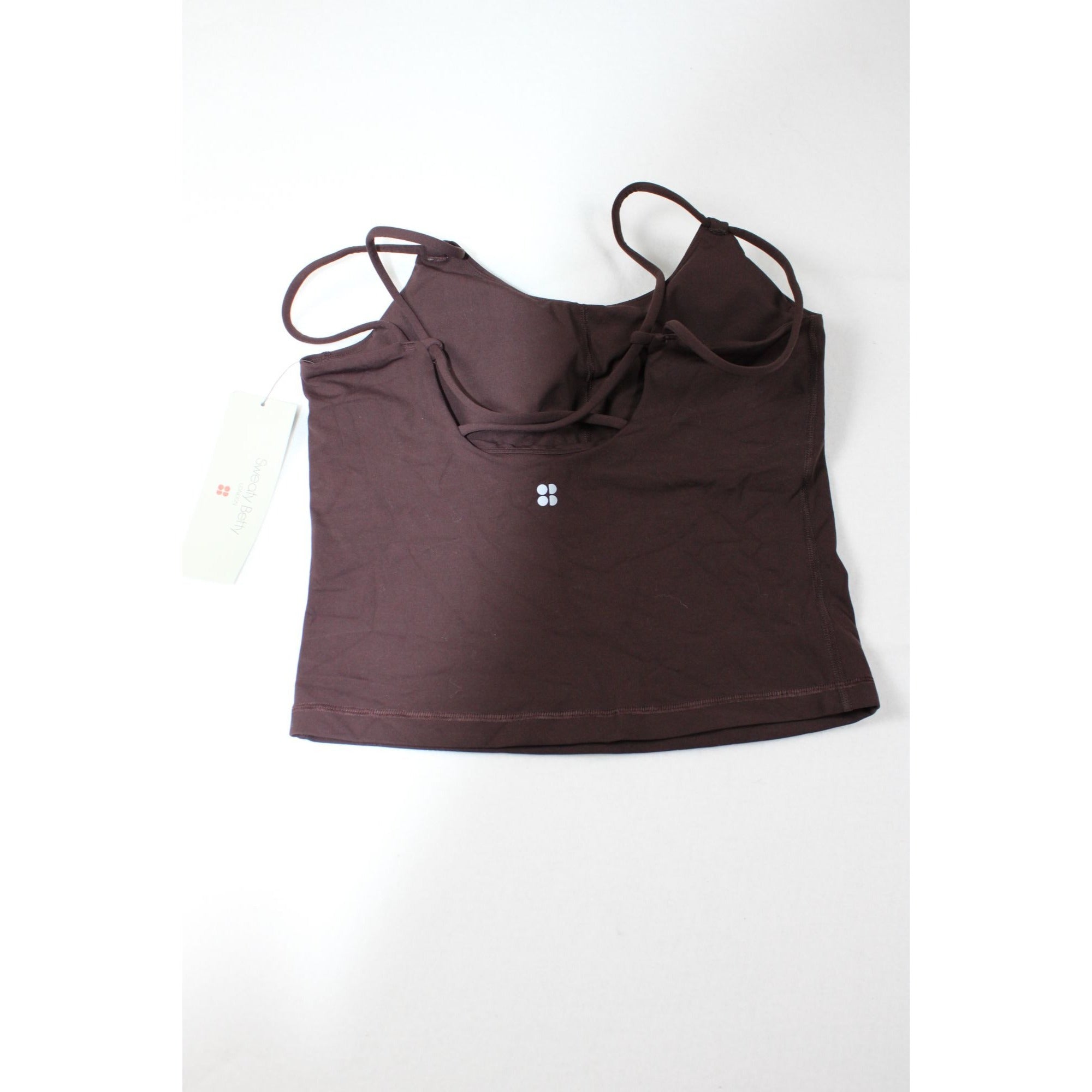 Sweaty Betty Ultimate Studio Strappy Tank Top XS Sable Brown Sweat-Wicking Inner Bra Shelf