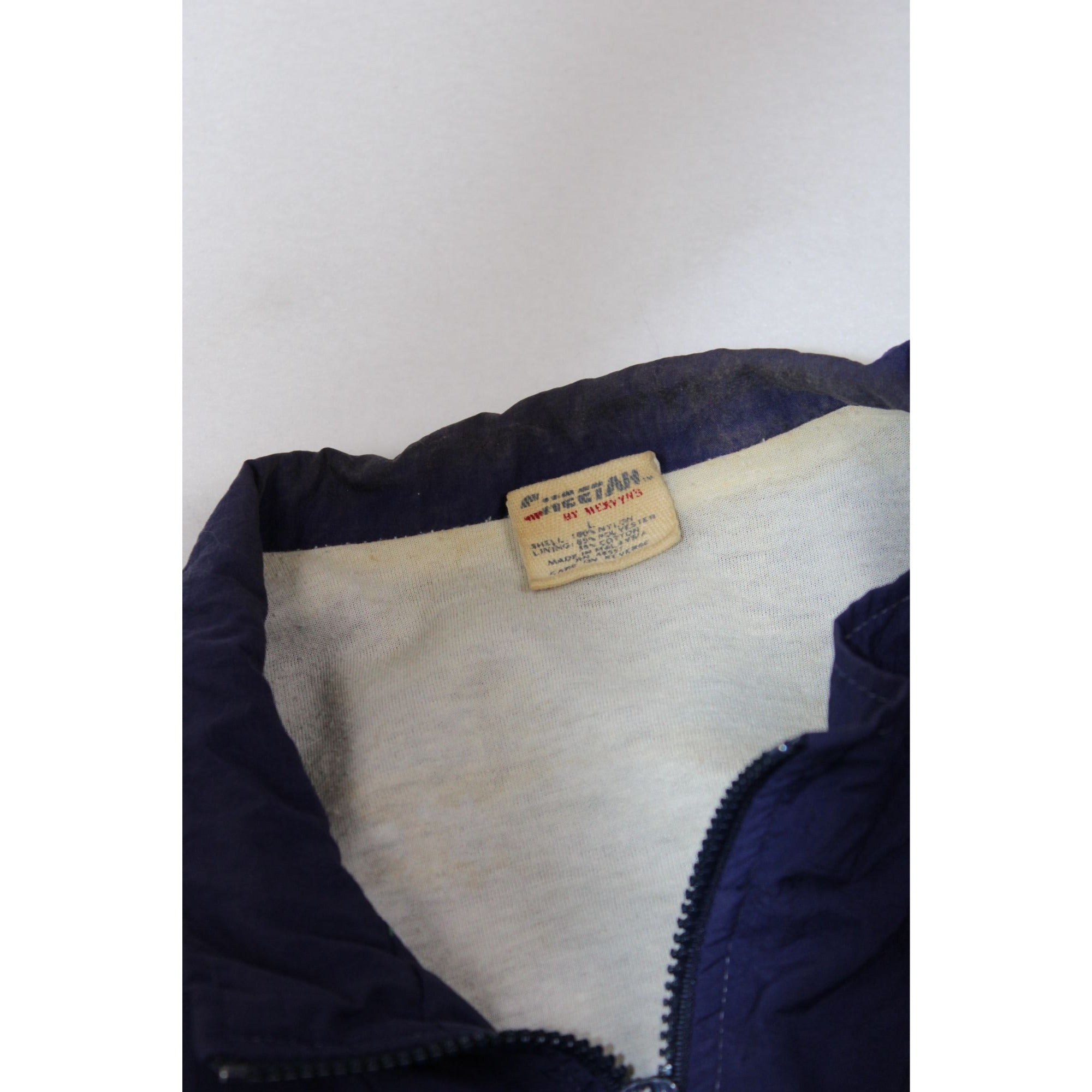Vintage Mens Chevignon Windbreaker Jacket Colorblock Design Full-Zip Elastic Cuffs Lightweight Nylon Lined Made In Hong Kong
