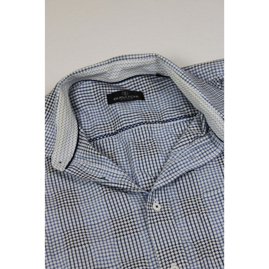 Bugatchi Uomo Glen Plaid Houndstooth Shirt — Contrast Trim, Men's XL