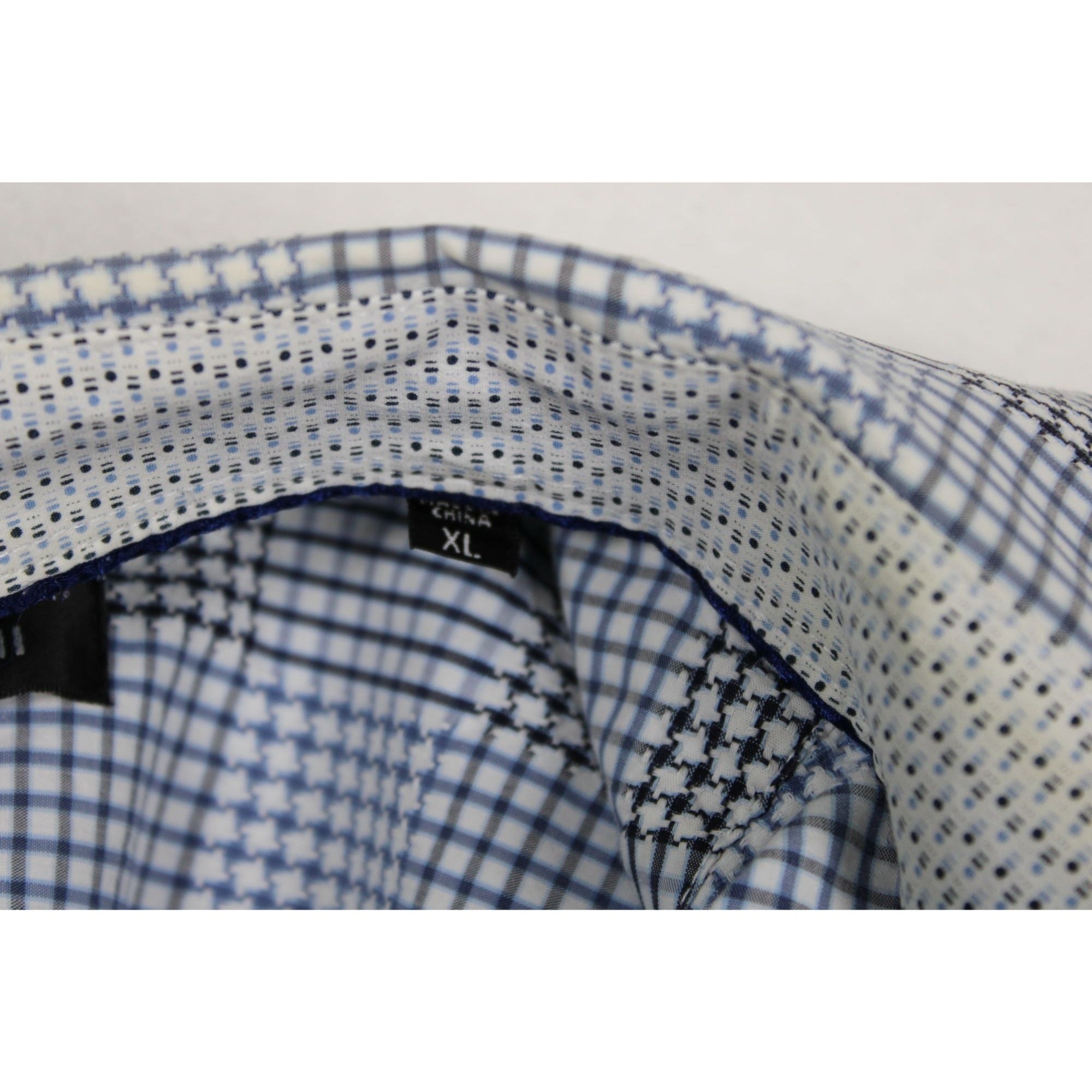 Bugatchi Uomo Glen Plaid Houndstooth Shirt — Contrast Trim, Men's XL