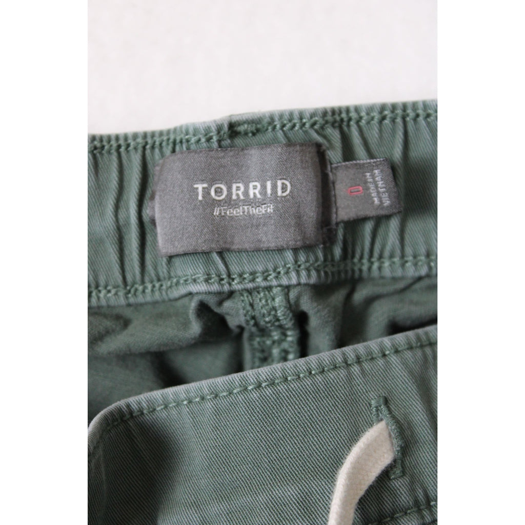 Torrid Womens Green Drawstring Wide-Leg Cropped Pants Size 0