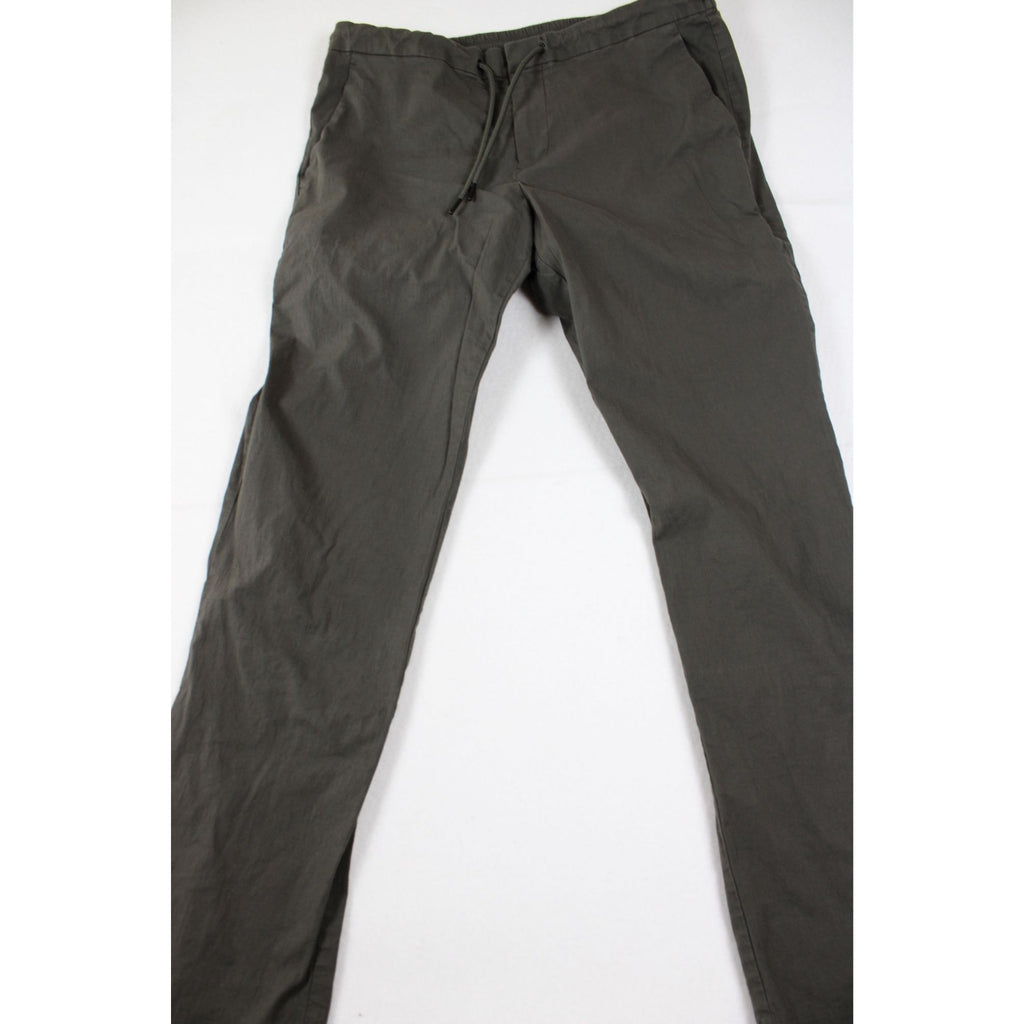 Mens Olive Green Cotton Blend Jogger Pants With Drawstring Waist Size 34