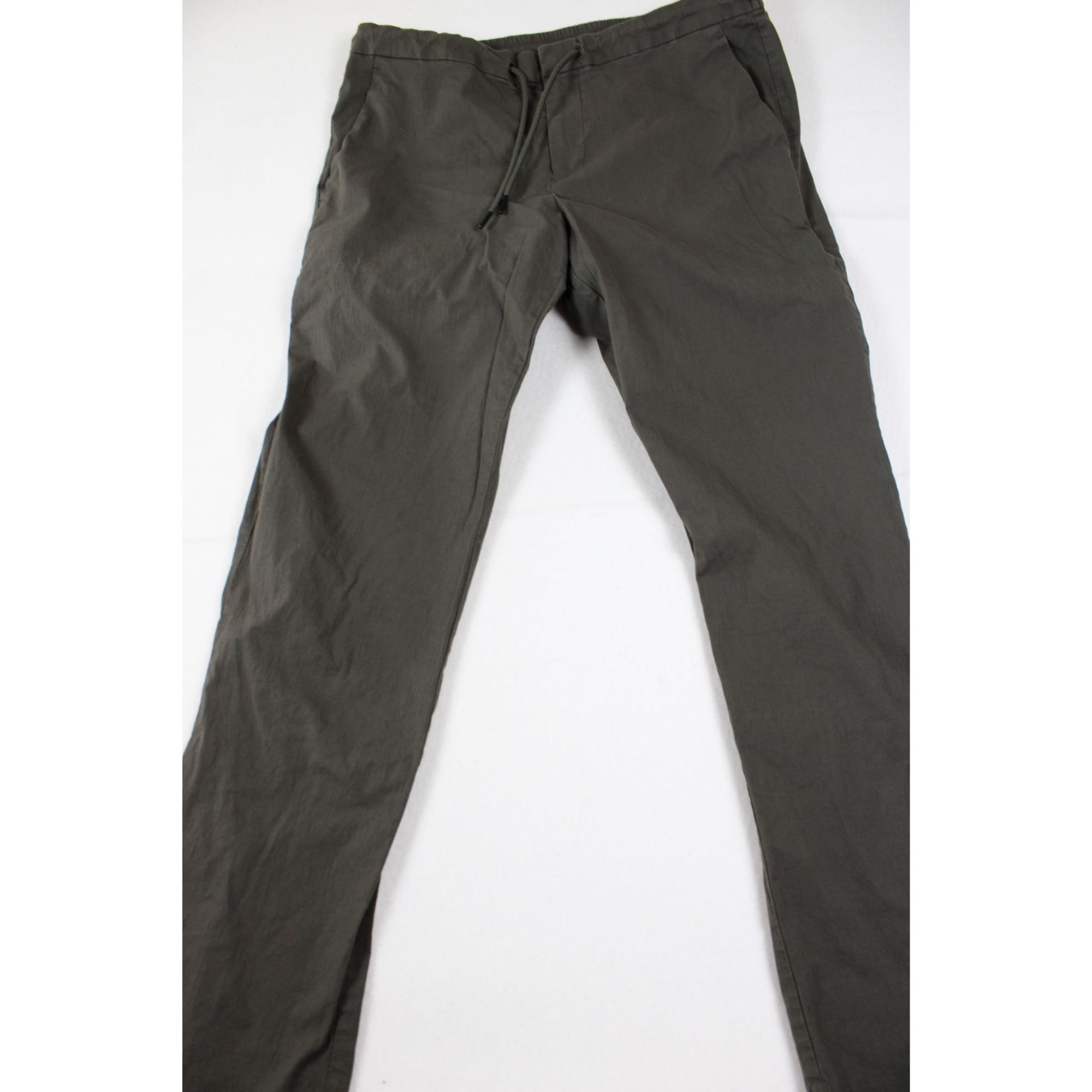 Mens Olive Green Cotton Blend Jogger Pants With Drawstring Waist Size 34