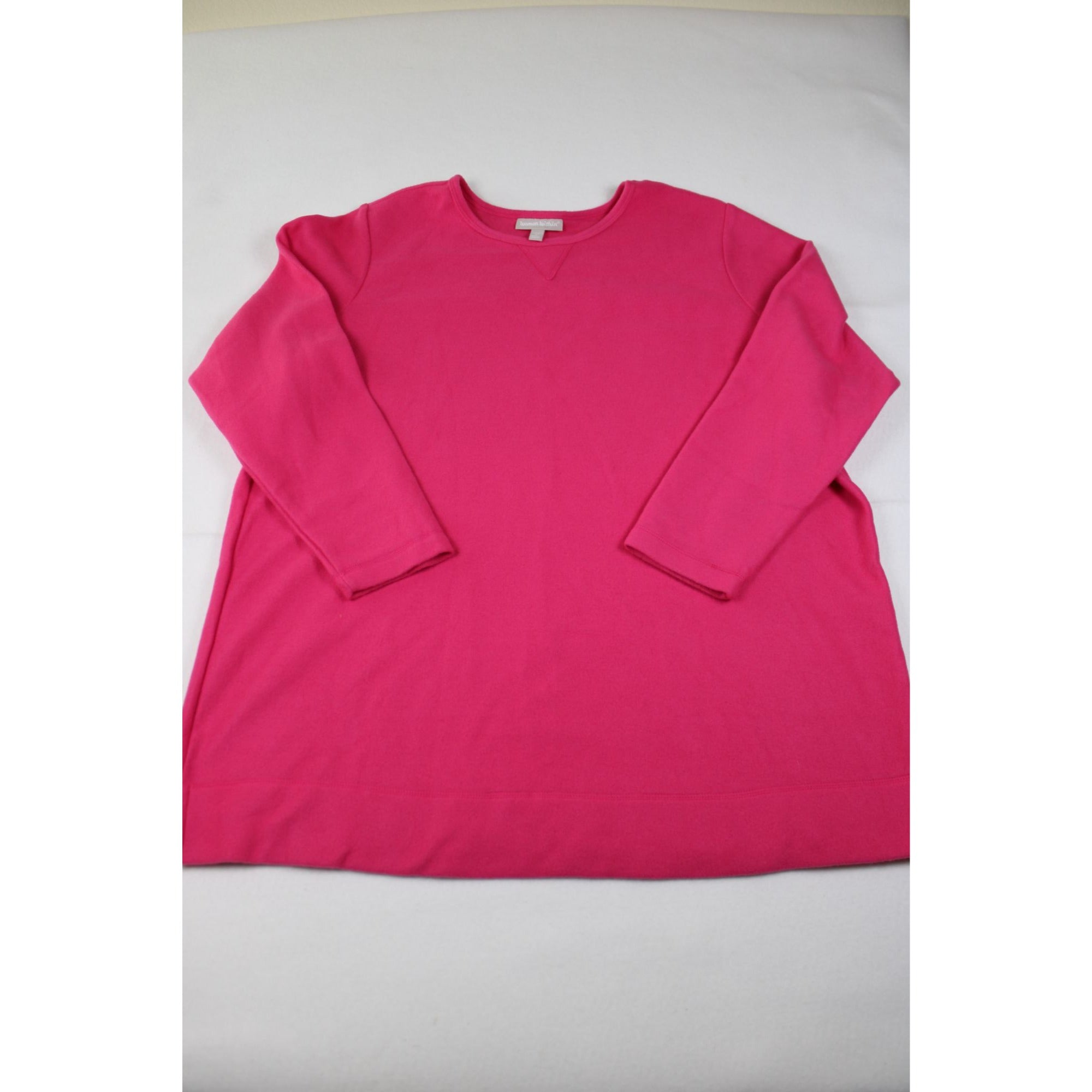 Woman Within Hot Pink Long Sleeve Pullover Sweater Plus Size 22/24