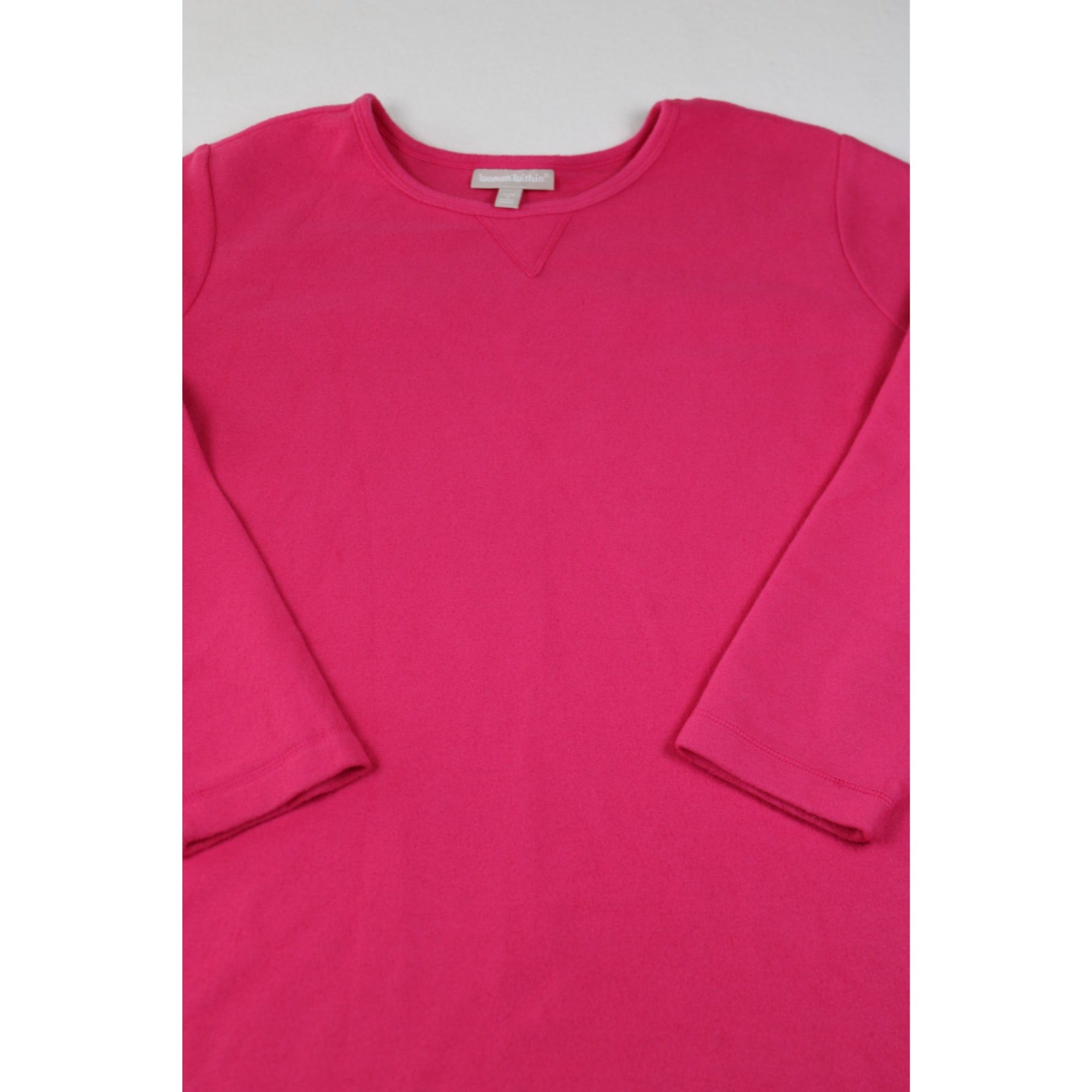 Woman Within Hot Pink Long Sleeve Pullover Sweater Plus Size 22/24