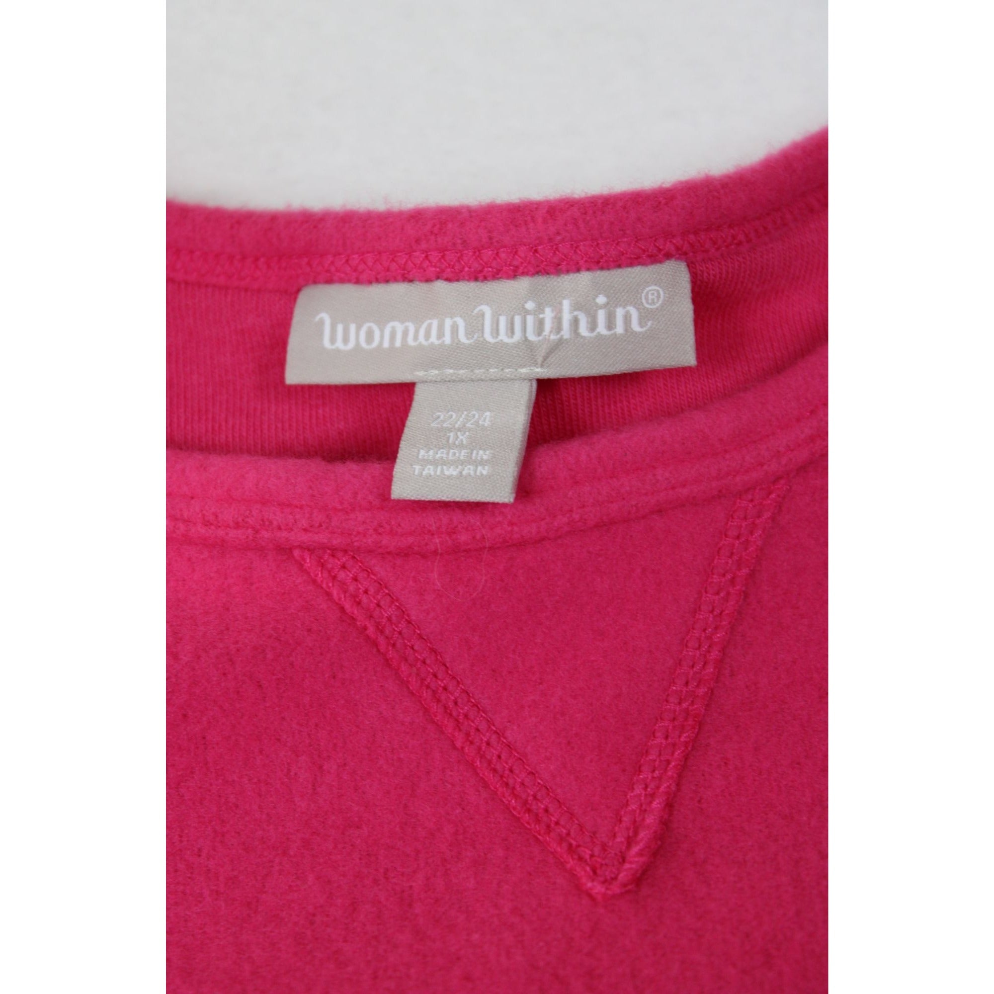 Woman Within Hot Pink Long Sleeve Pullover Sweater Plus Size 22/24