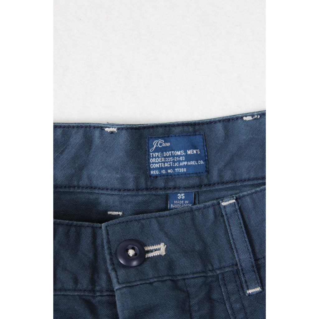 J.Crew Mens Navy Blue Casual Shorts Size 35 Cotton Blend Adjustable Waist