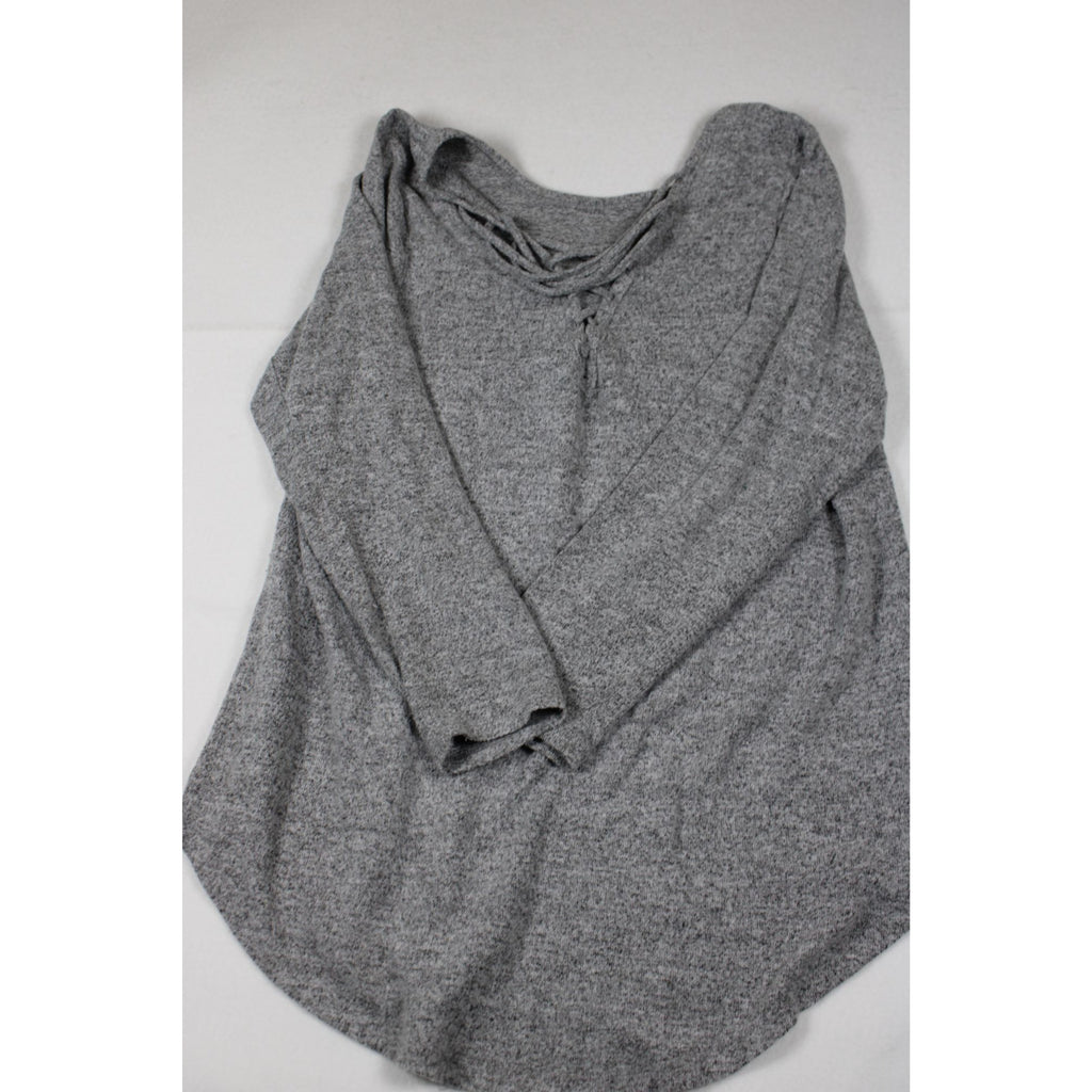 Heather Gray Long-Sleeve Knit Top With Lace-Up Neckline By Torrid Size 2