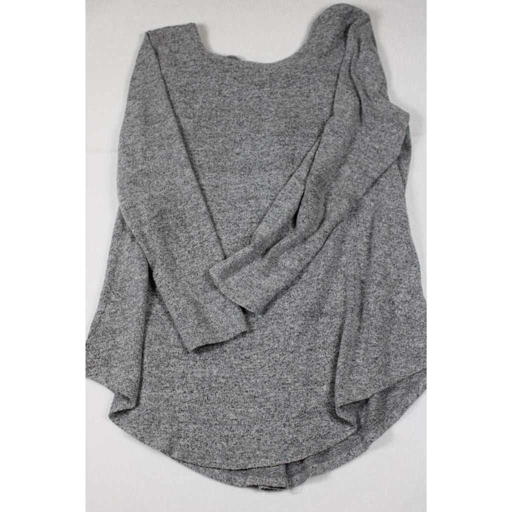 Heather Gray Long-Sleeve Knit Top With Lace-Up Neckline By Torrid Size 2